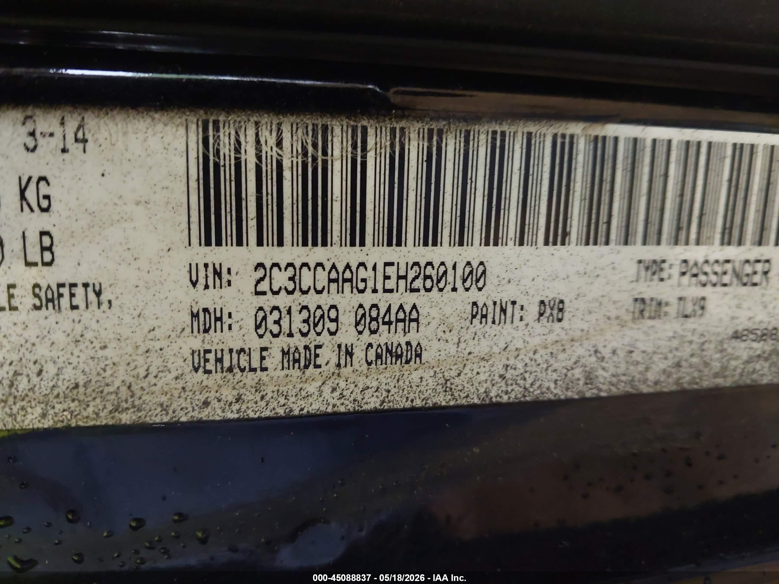 2014 Chrysler 300   Black vin: 2C3CCAAG1EH260100