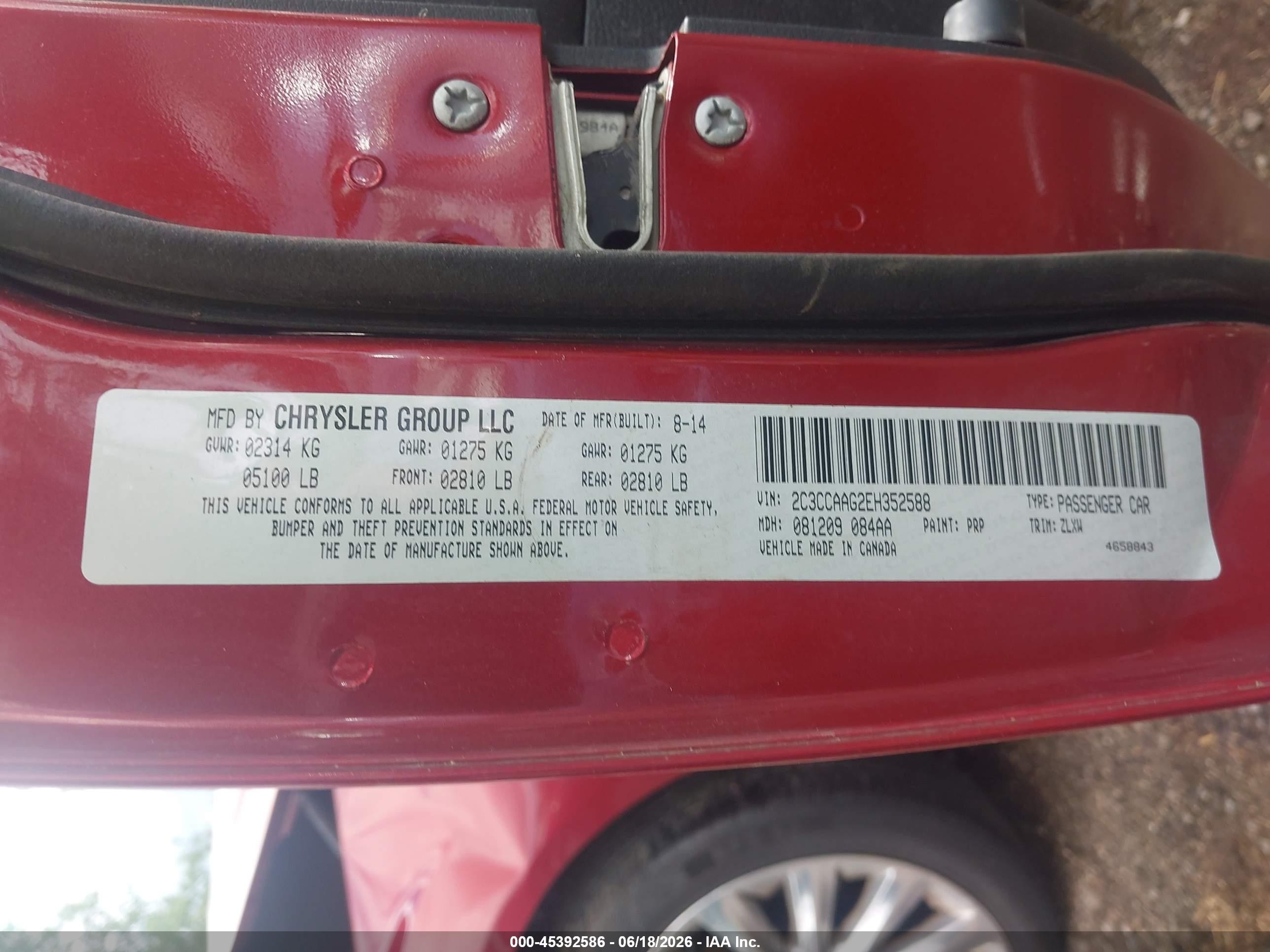 2014 Chrysler 300 Uptown Edition Red vin: 2C3CCAAG2EH352588
