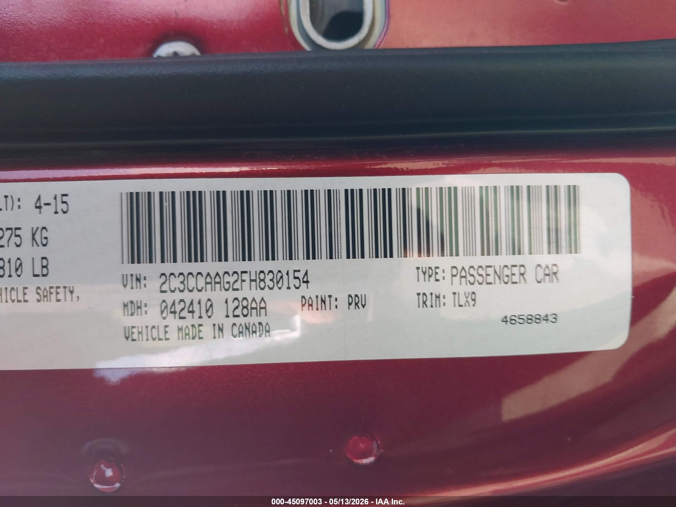 2015 Chrysler 300 Limited Красный vin: 2C3CCAAG2FH830154