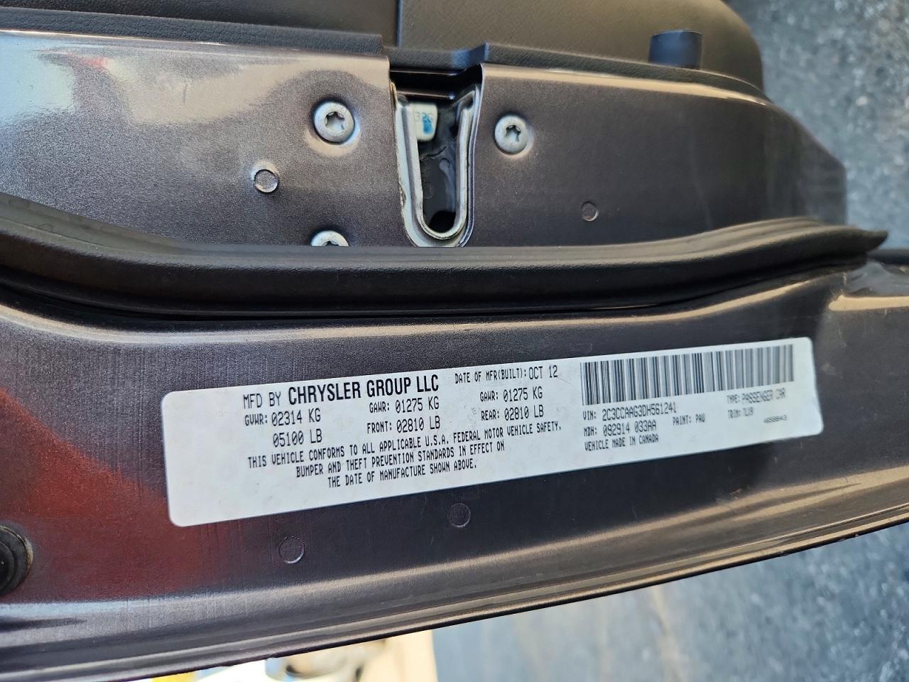 2013 Chrysler 300 Charcoal vin: 2C3CCAAG3DH561241