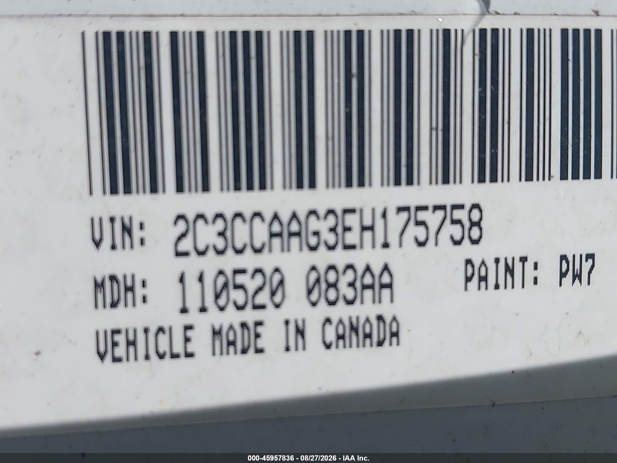 2014 Chrysler 300 White vin: 2C3CCAAG3EH175758