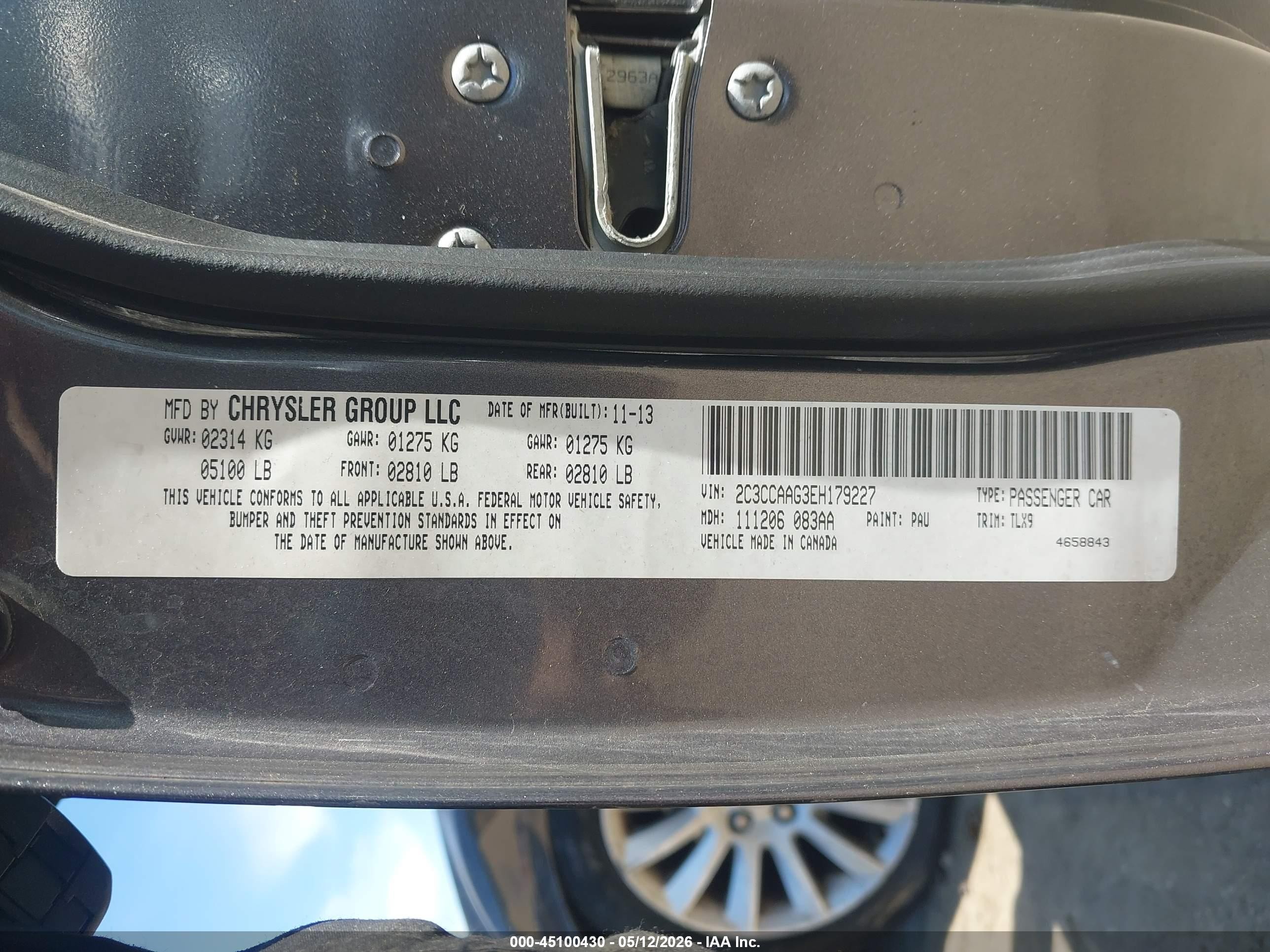 2014 Chrysler 300   Gray vin: 2C3CCAAG3EH179227