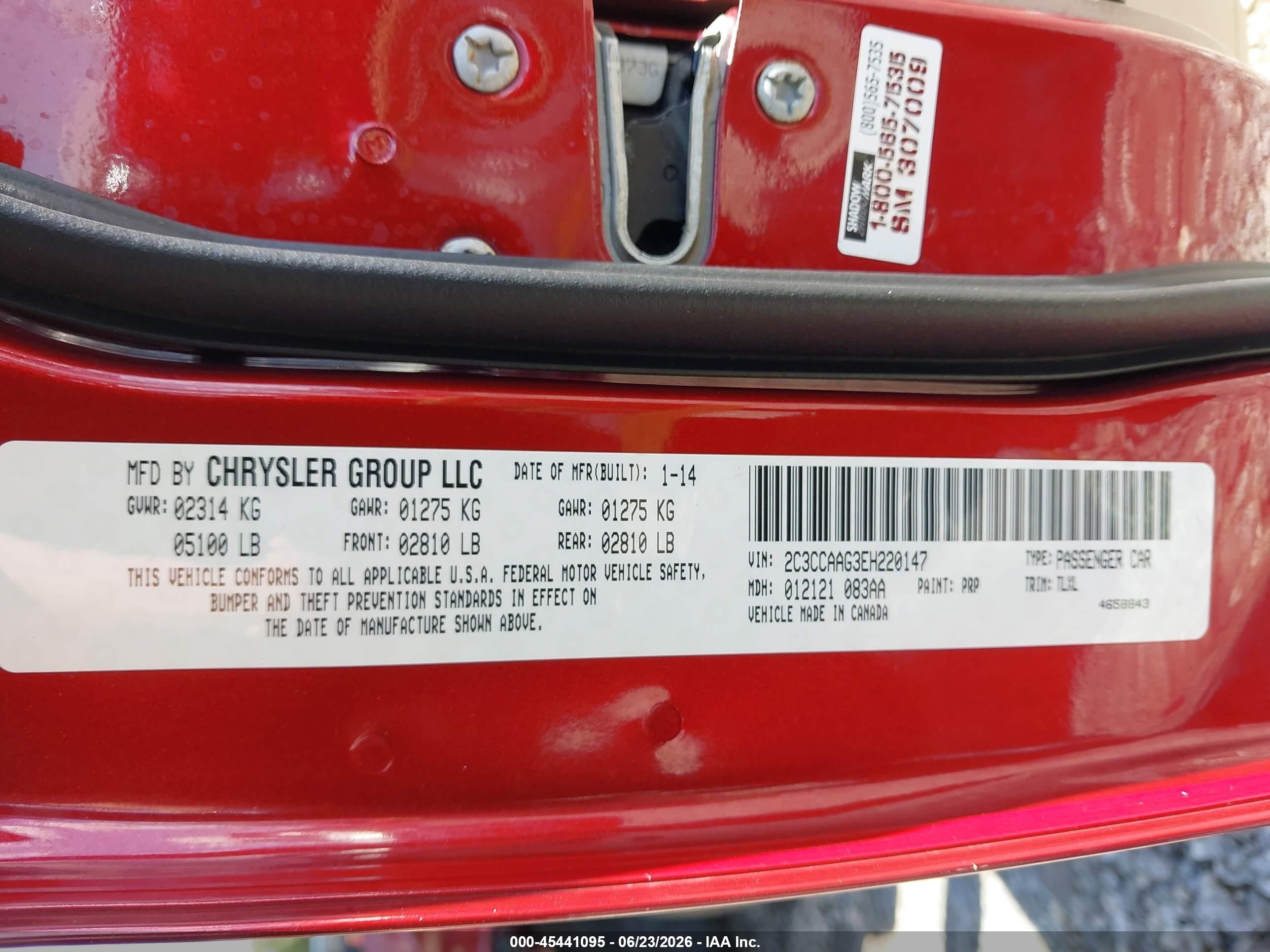 2014 Chrysler 300 Red vin: 2C3CCAAG3EH220147