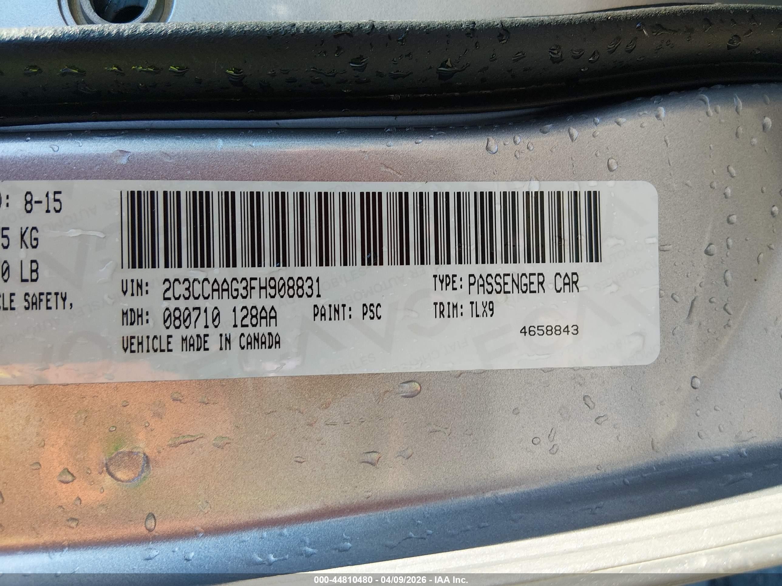 2015 Chrysler 300 Limited Gray vin: 2C3CCAAG3FH908831