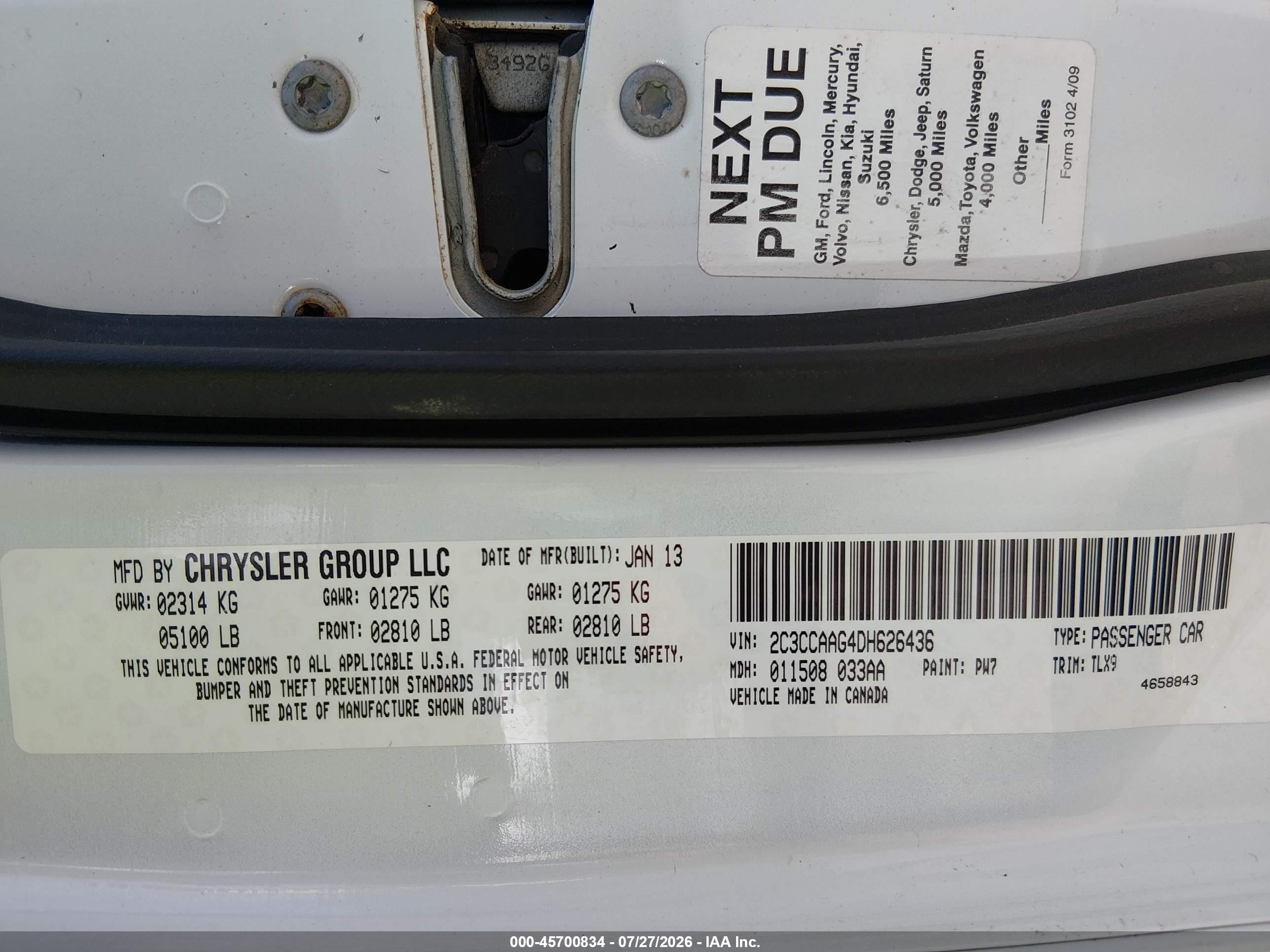 2013 Chrysler 300 Motown White vin: 2C3CCAAG4DH626436