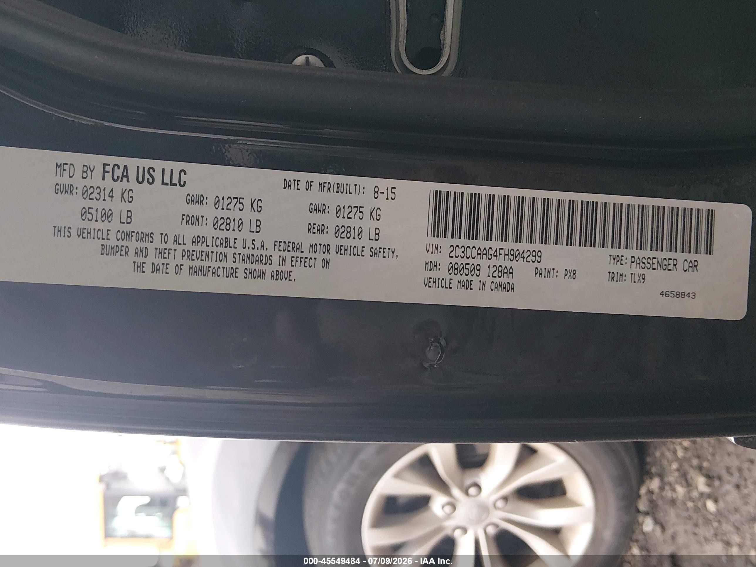 2015 Chrysler 300 Limited Black vin: 2C3CCAAG4FH904299