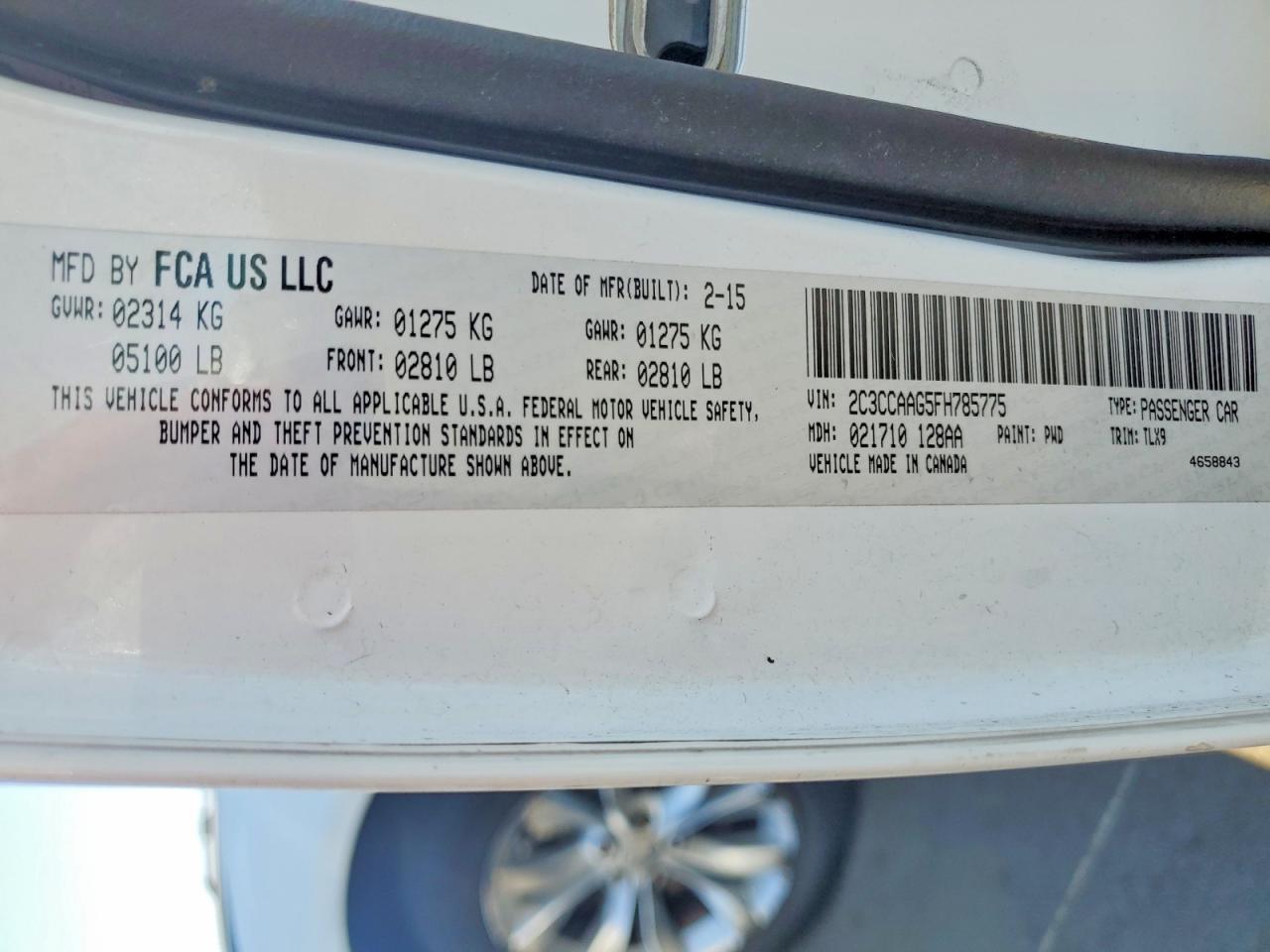 2015 Chrysler 300 Limited White vin: 2C3CCAAG5FH785775