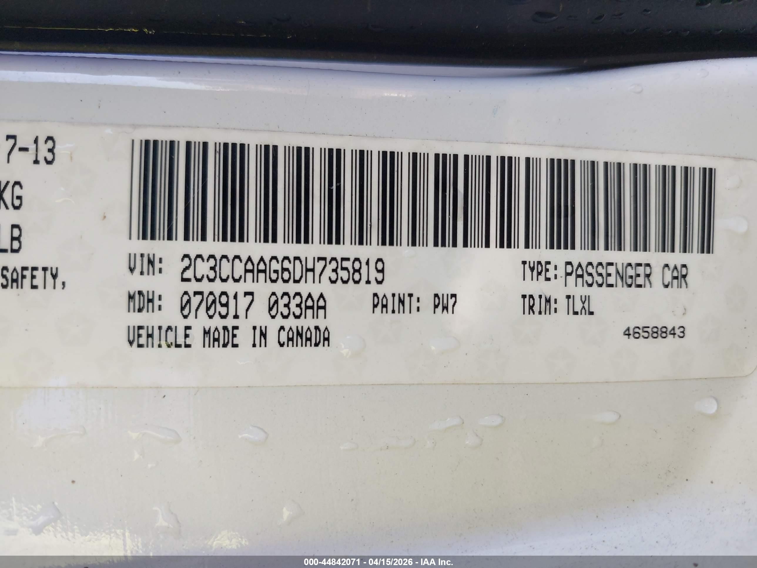 2013 Chrysler 300 Motown White vin: 2C3CCAAG6DH735819
