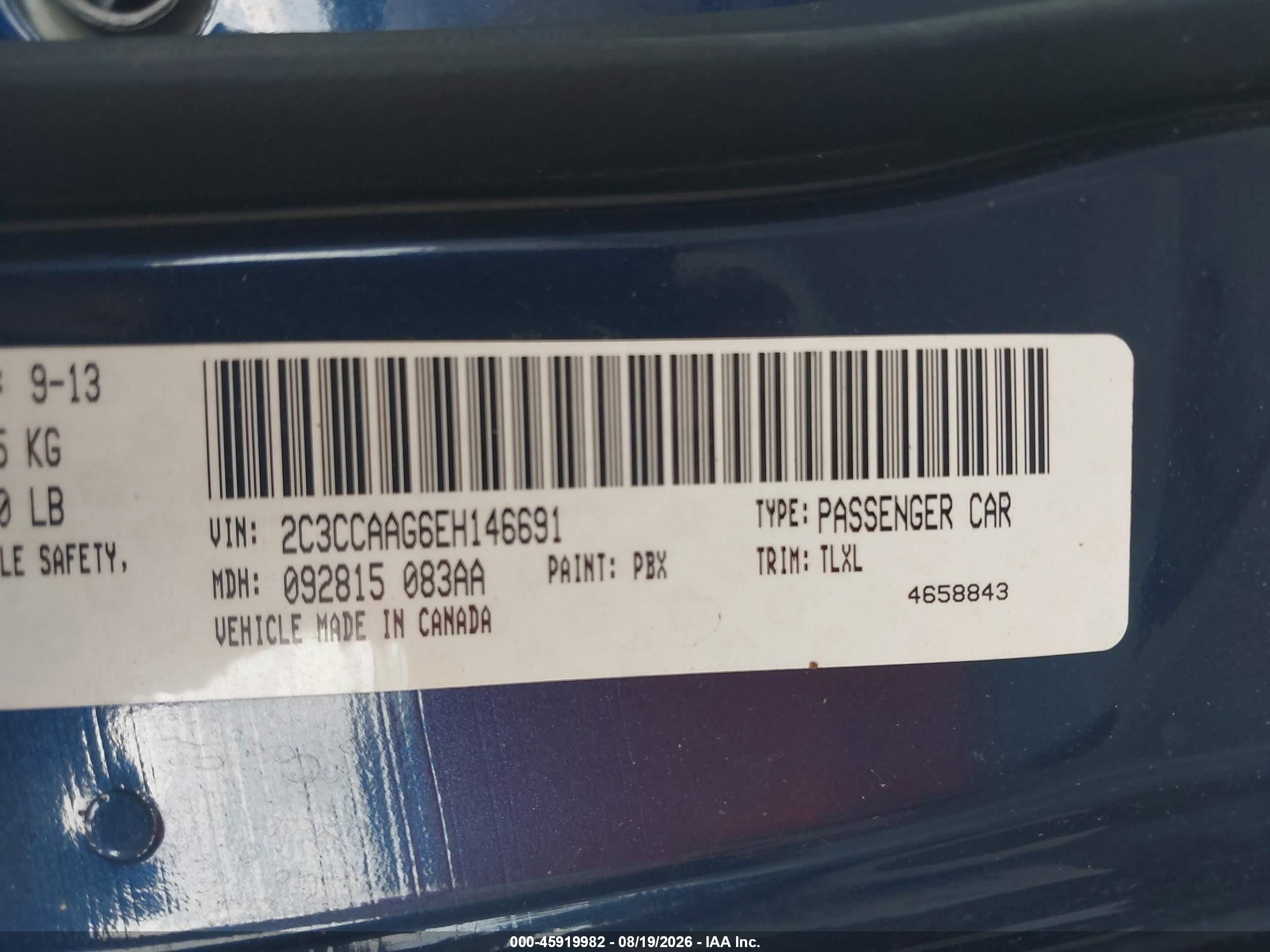 2014 Chrysler 300   Синий vin: 2C3CCAAG6EH146691