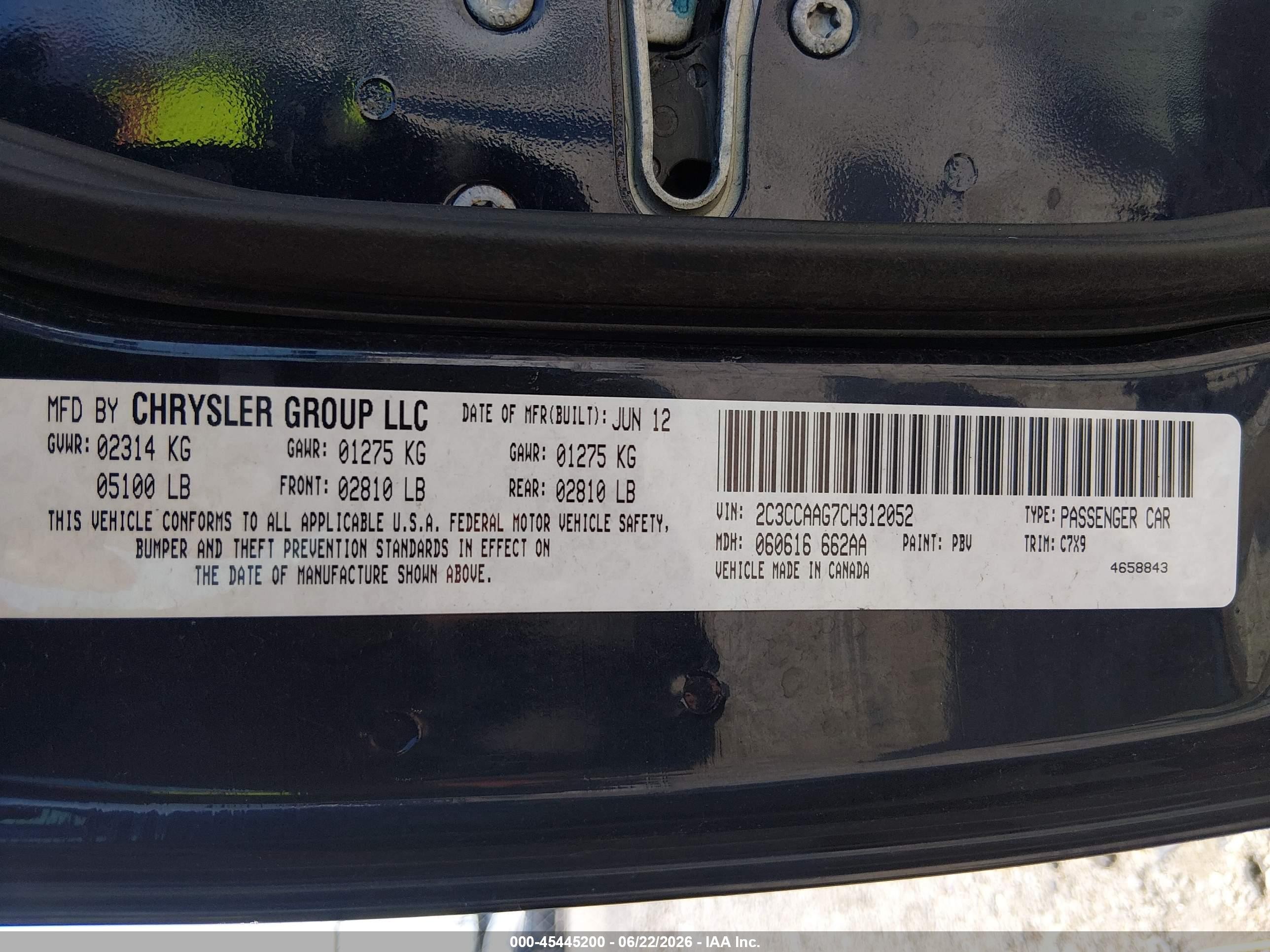 2012 Chrysler 300   Dark Blue vin: 2C3CCAAG7CH312052
