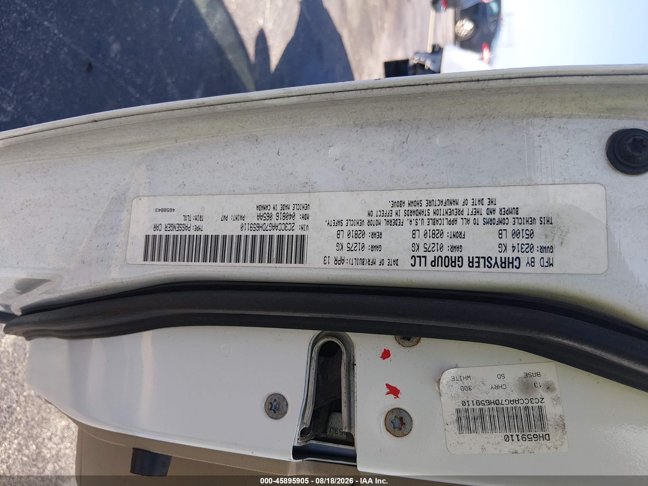 2013 Chrysler 300 Motown White vin: 2C3CCAAG7DH659110