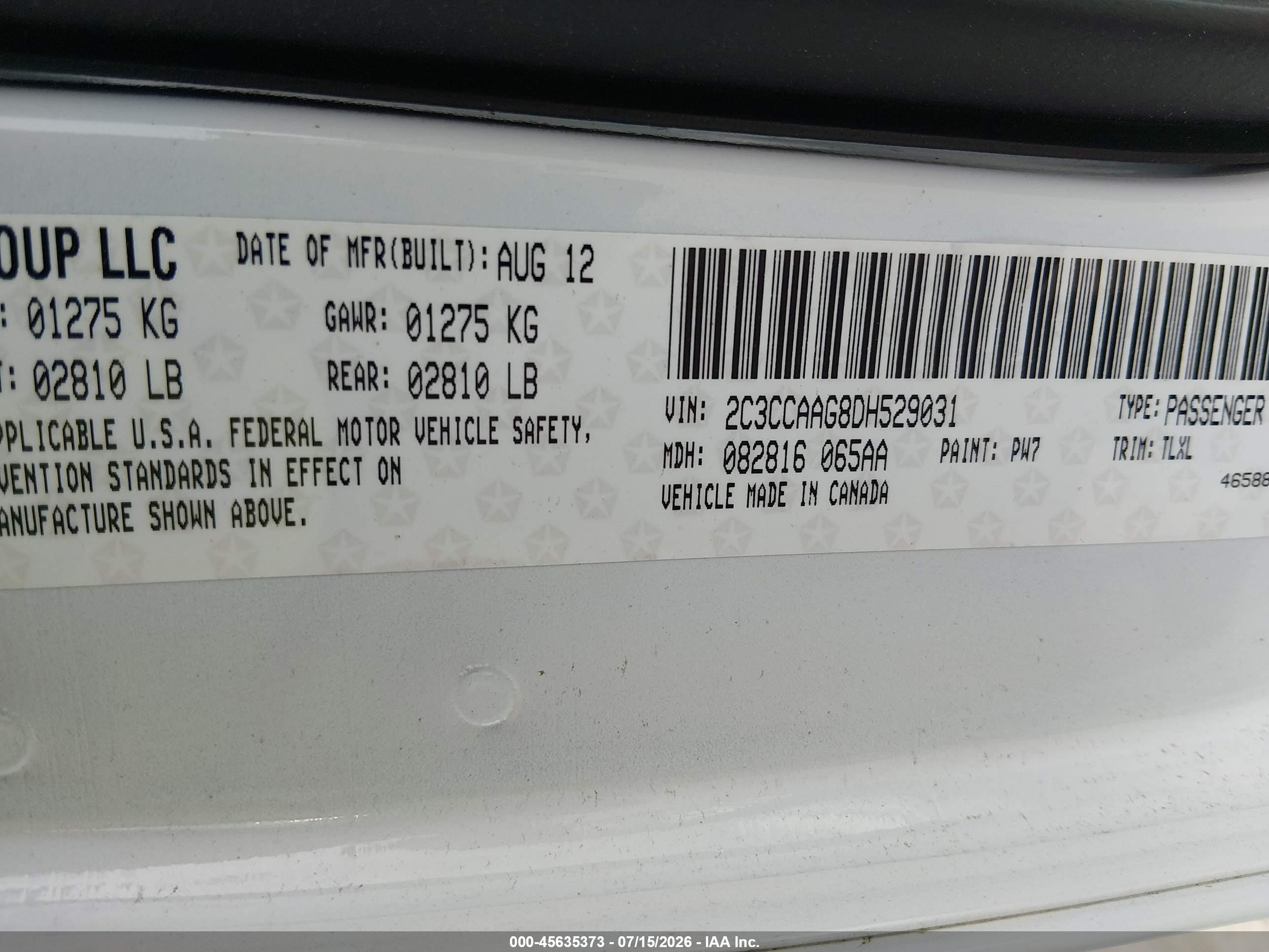 2013 Chrysler 300 Motown White vin: 2C3CCAAG8DH529031