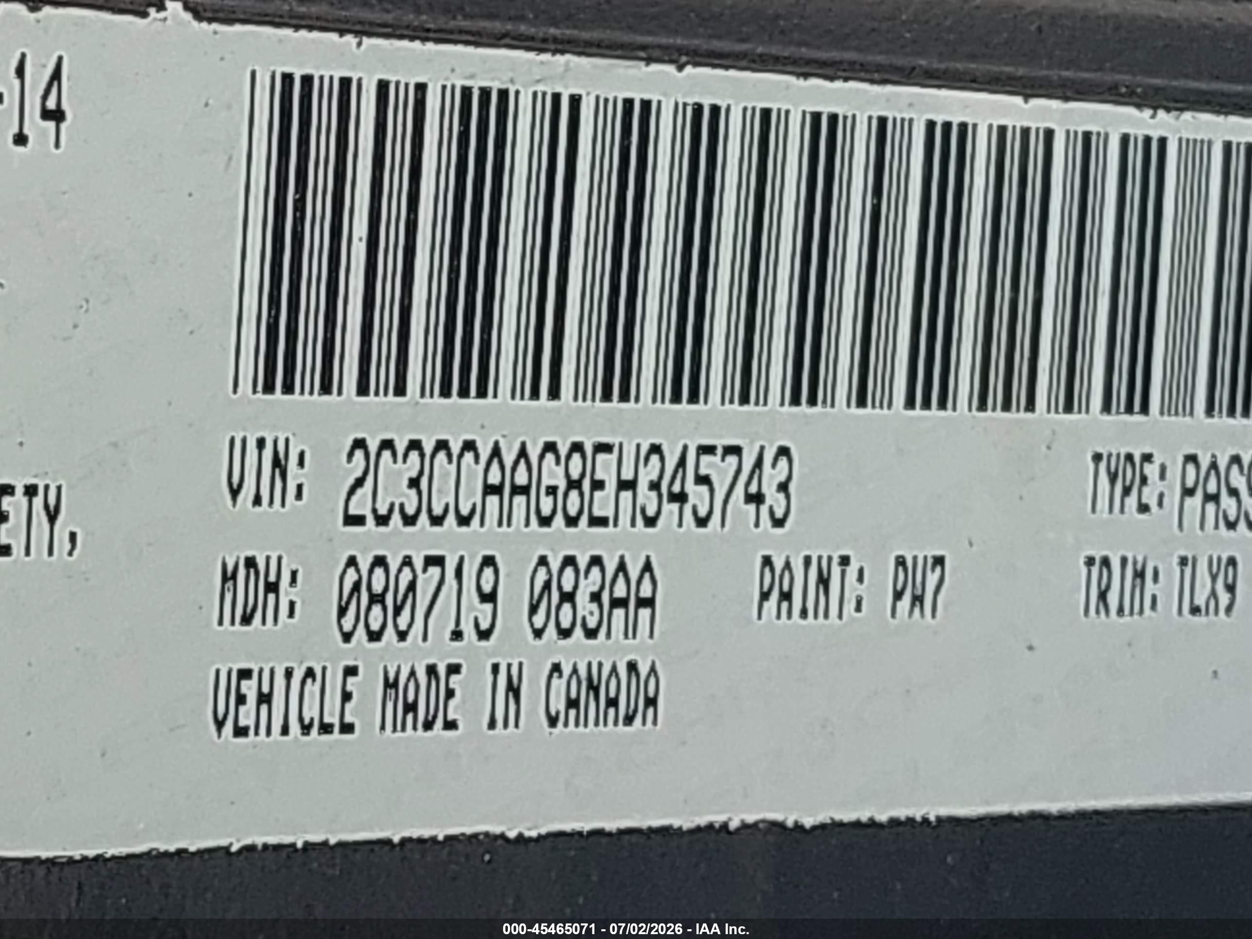 2014 Chrysler 300   Black vin: 2C3CCAAG8EH345743