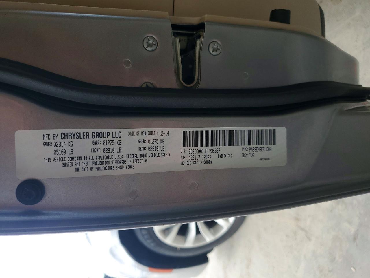 2015 Chrysler 300 Limited Silver vin: 2C3CCAAG8FH735887