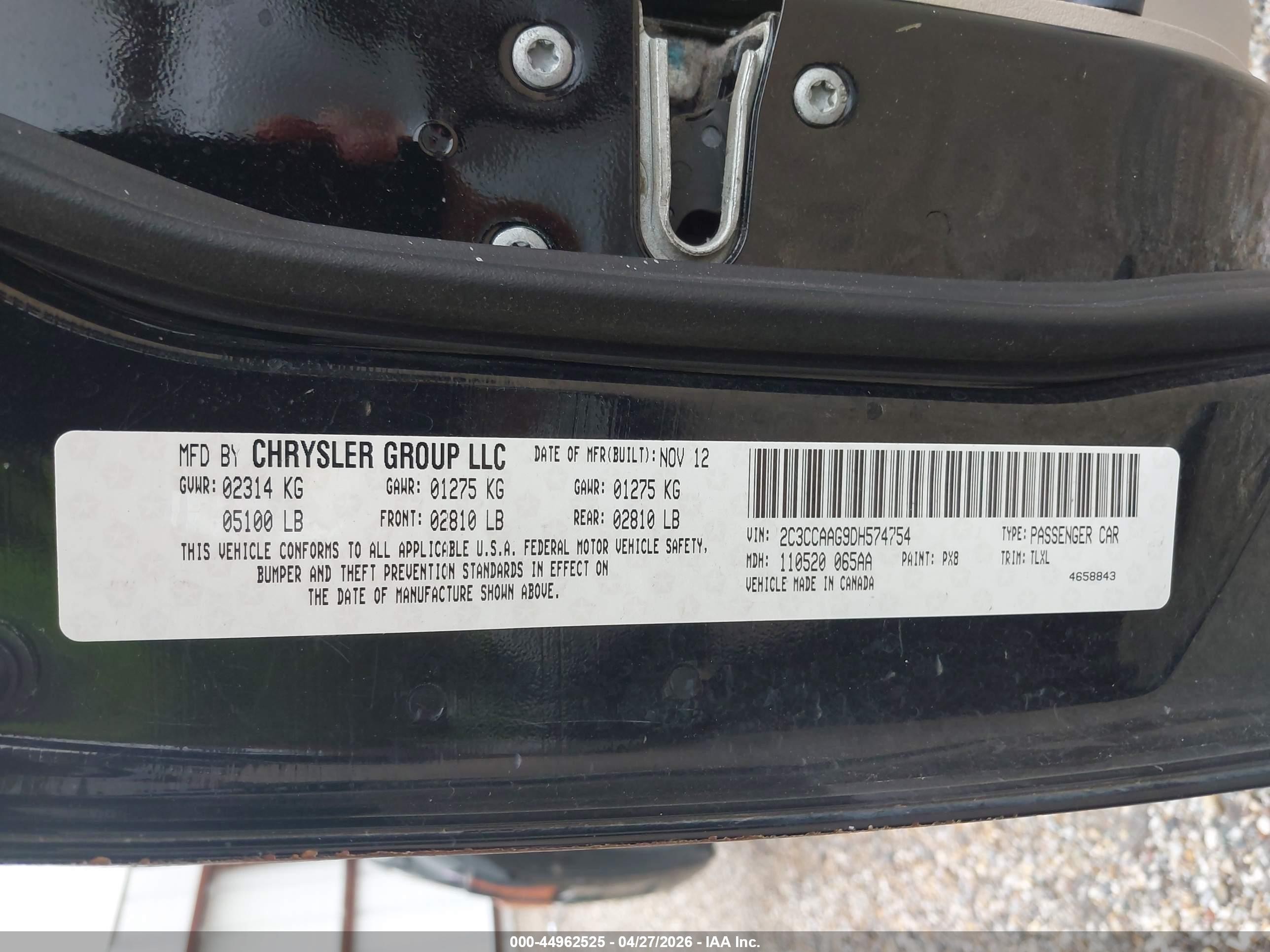 2013 Chrysler 300 Motown Black vin: 2C3CCAAG9DH574754