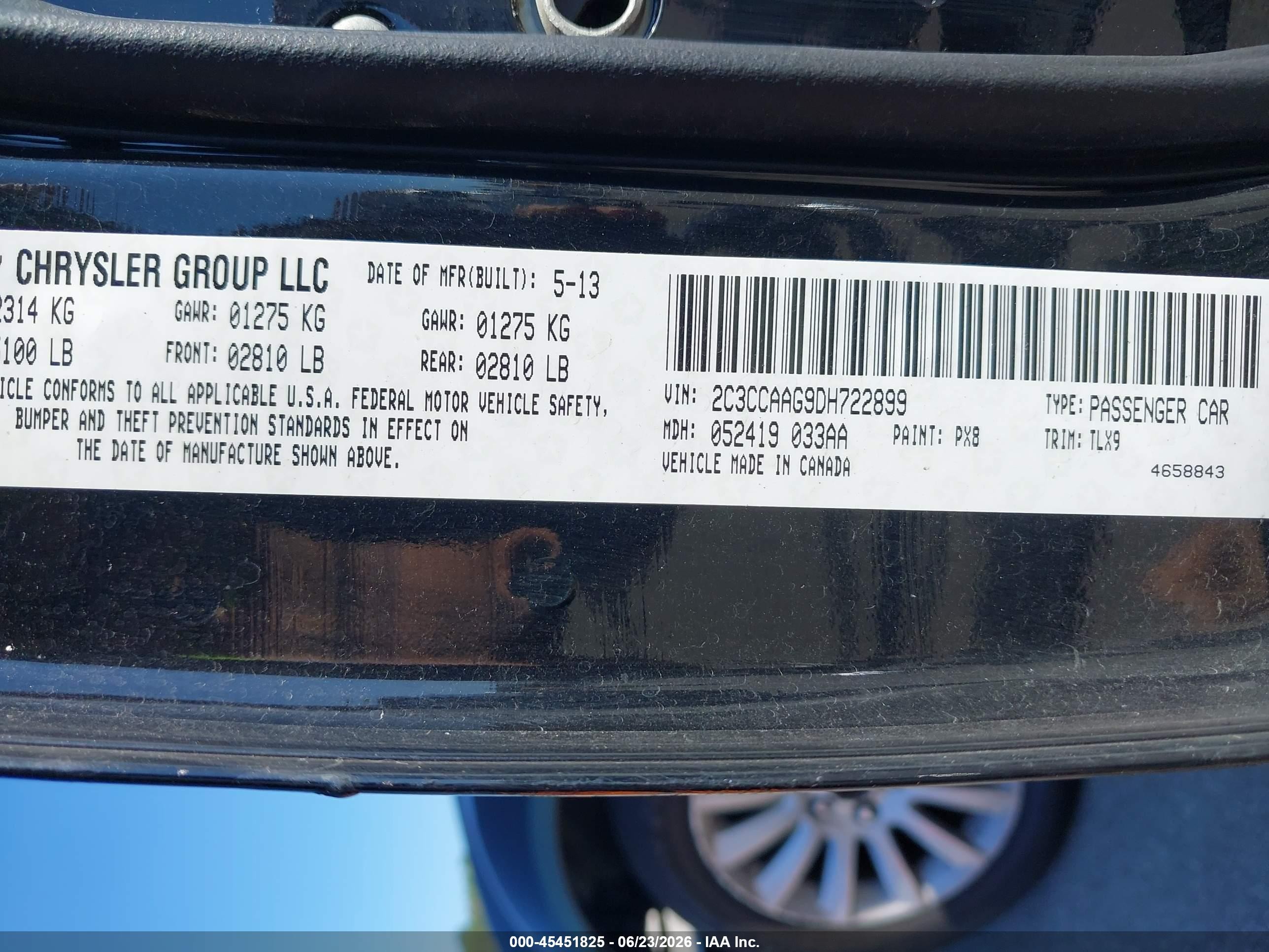2013 Chrysler 300 Motown Black vin: 2C3CCAAG9DH722899
