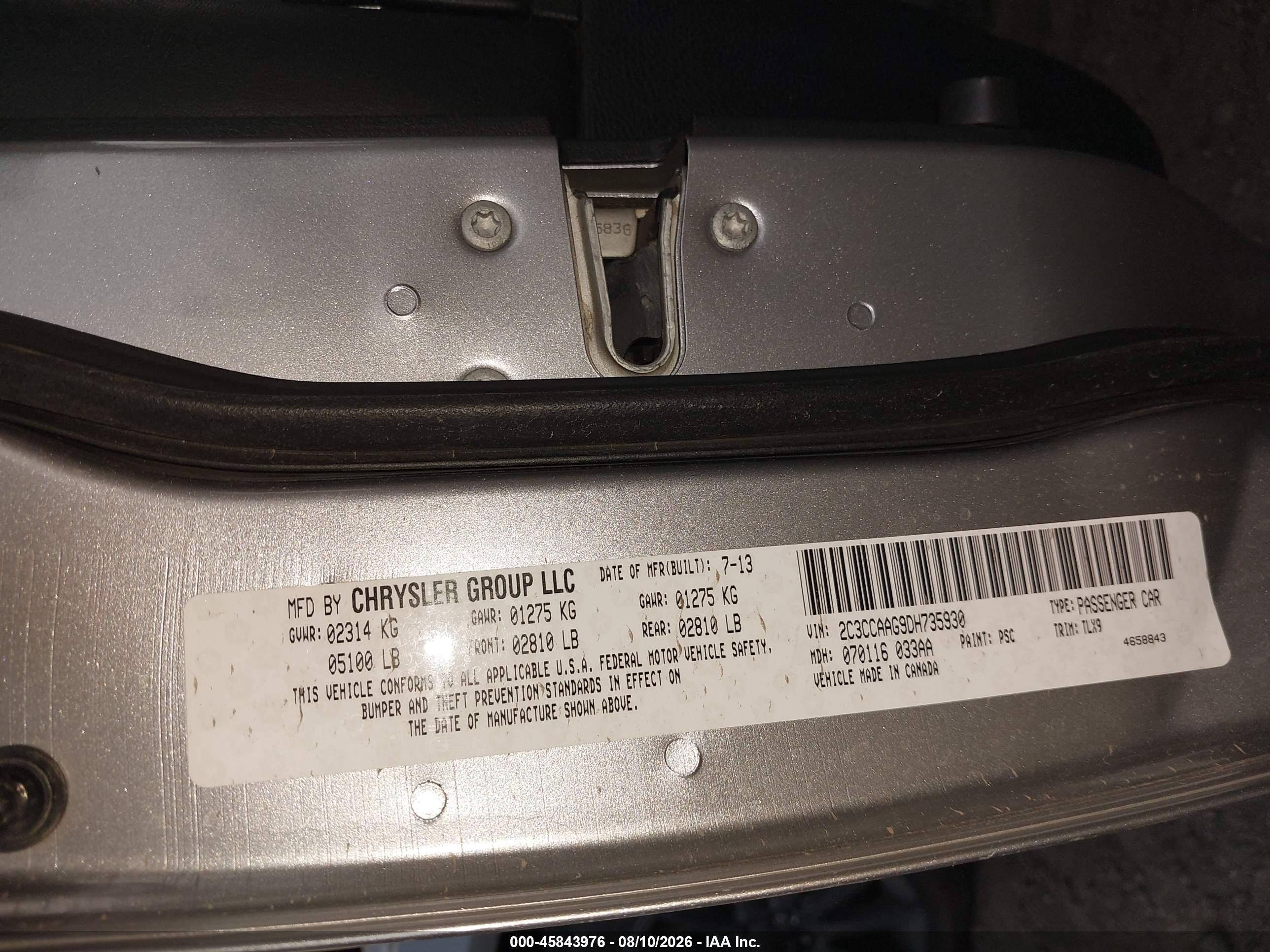 2013 Chrysler 300 Motown Gray vin: 2C3CCAAG9DH735930