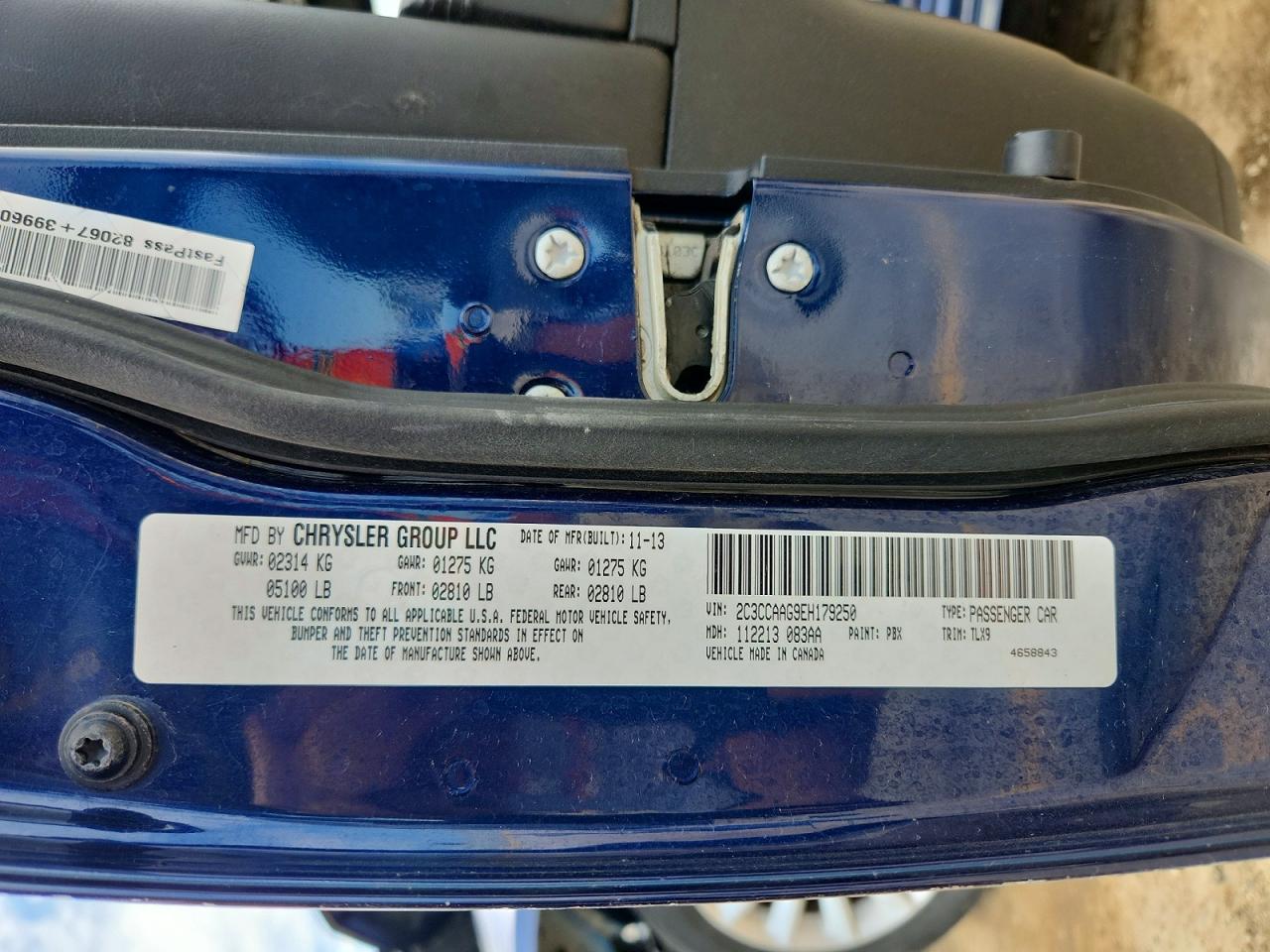 2014 Chrysler 300 Blue vin: 2C3CCAAG9EH179250