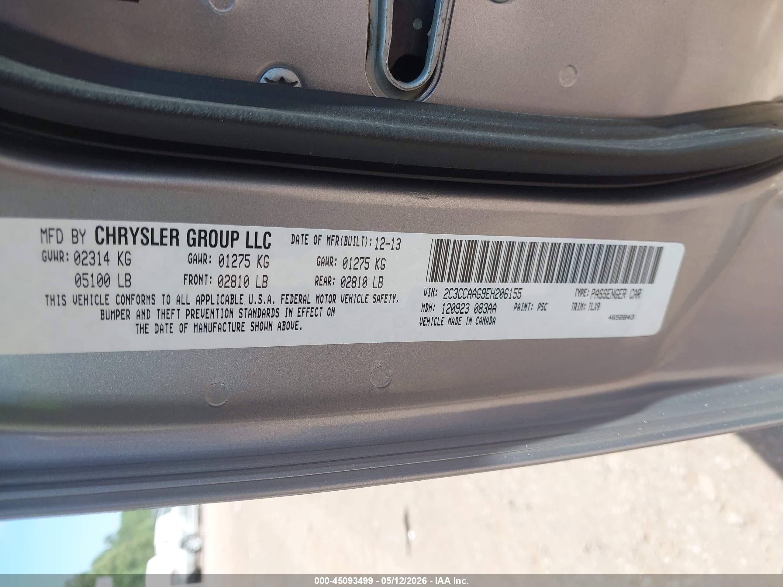 2014 Chrysler 300   Silver vin: 2C3CCAAG9EH206155