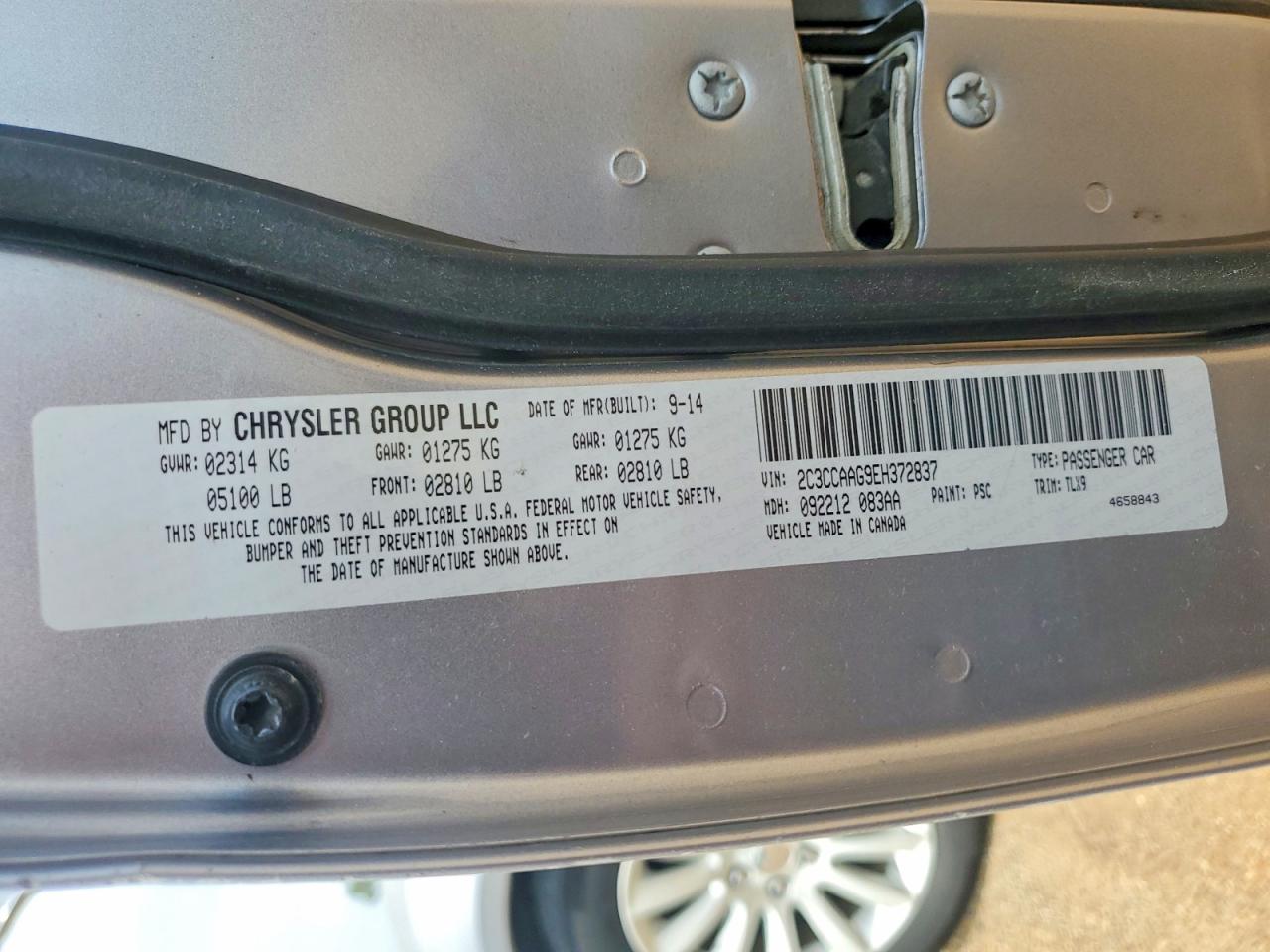 2014 Chrysler 300 Silver vin: 2C3CCAAG9EH372837