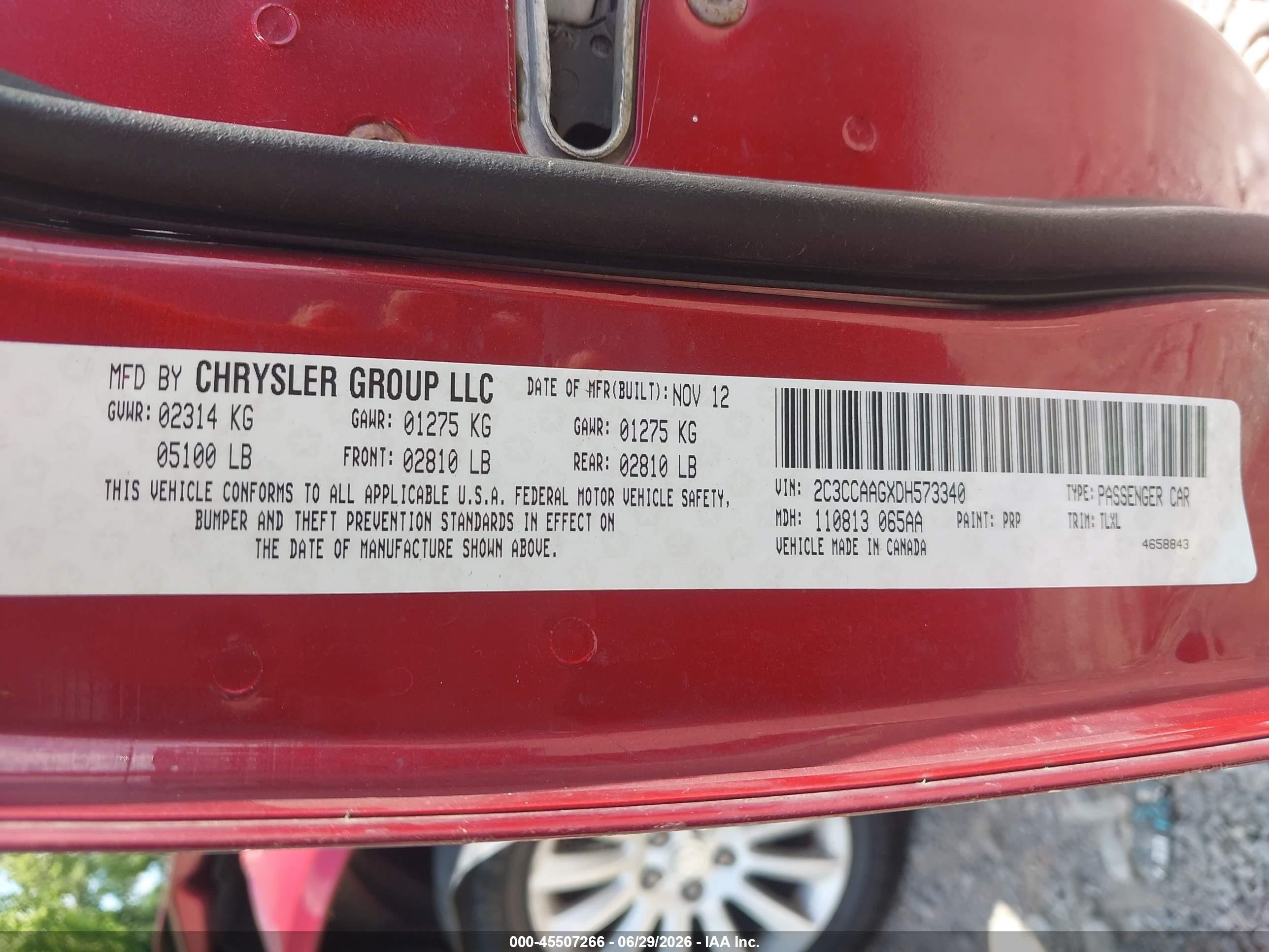 2013 Chrysler 300 Motown Maroon vin: 2C3CCAAGXDH573340