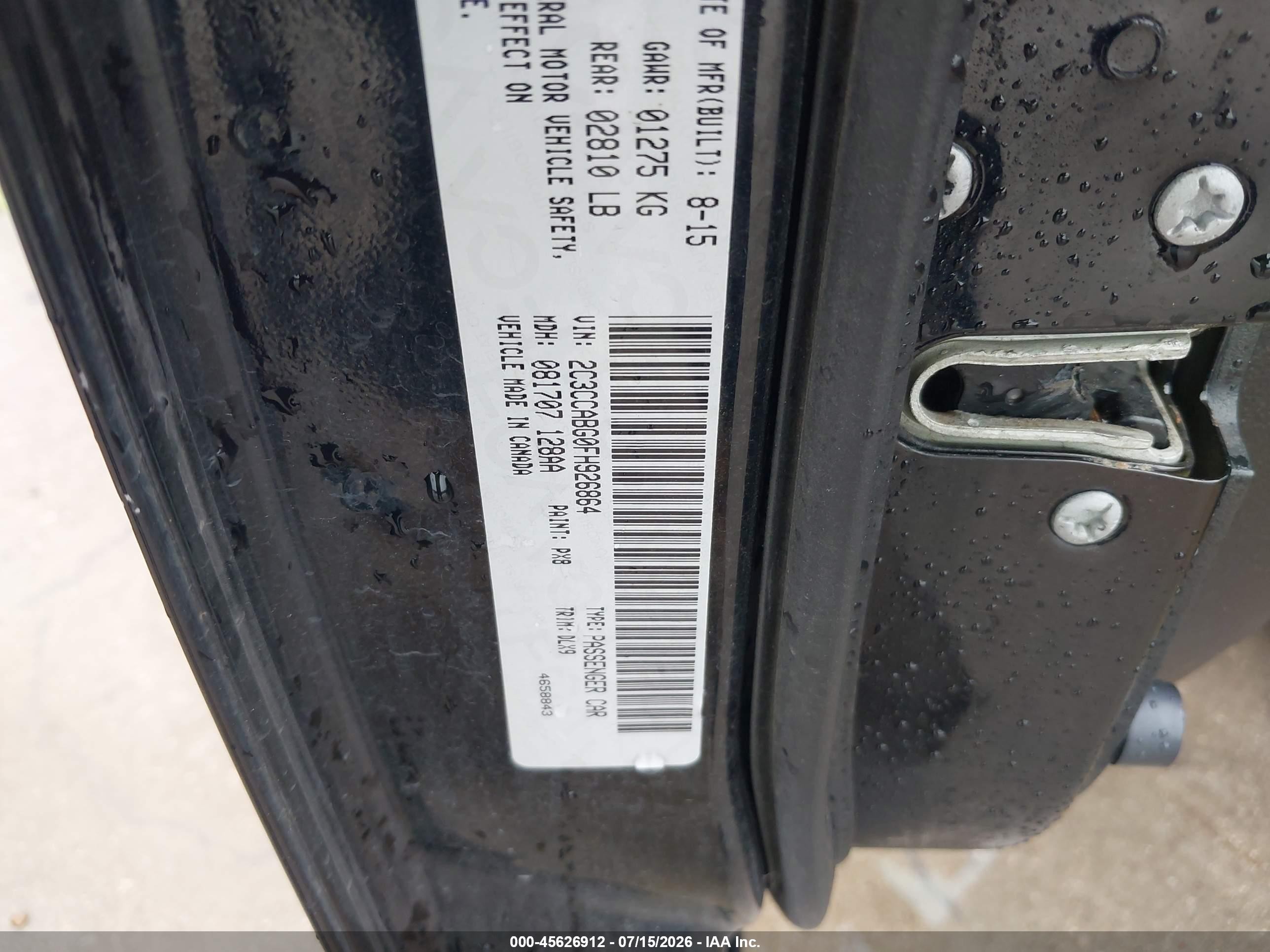 2015 Chrysler 300 300s Черный vin: 2C3CCABG0FH926864