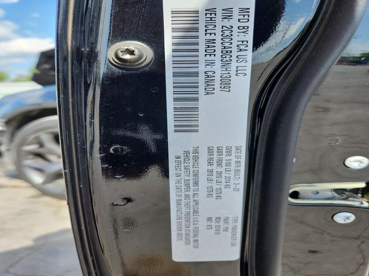 2022 Chrysler 300 S Black vin: 2C3CCABG3NH130897