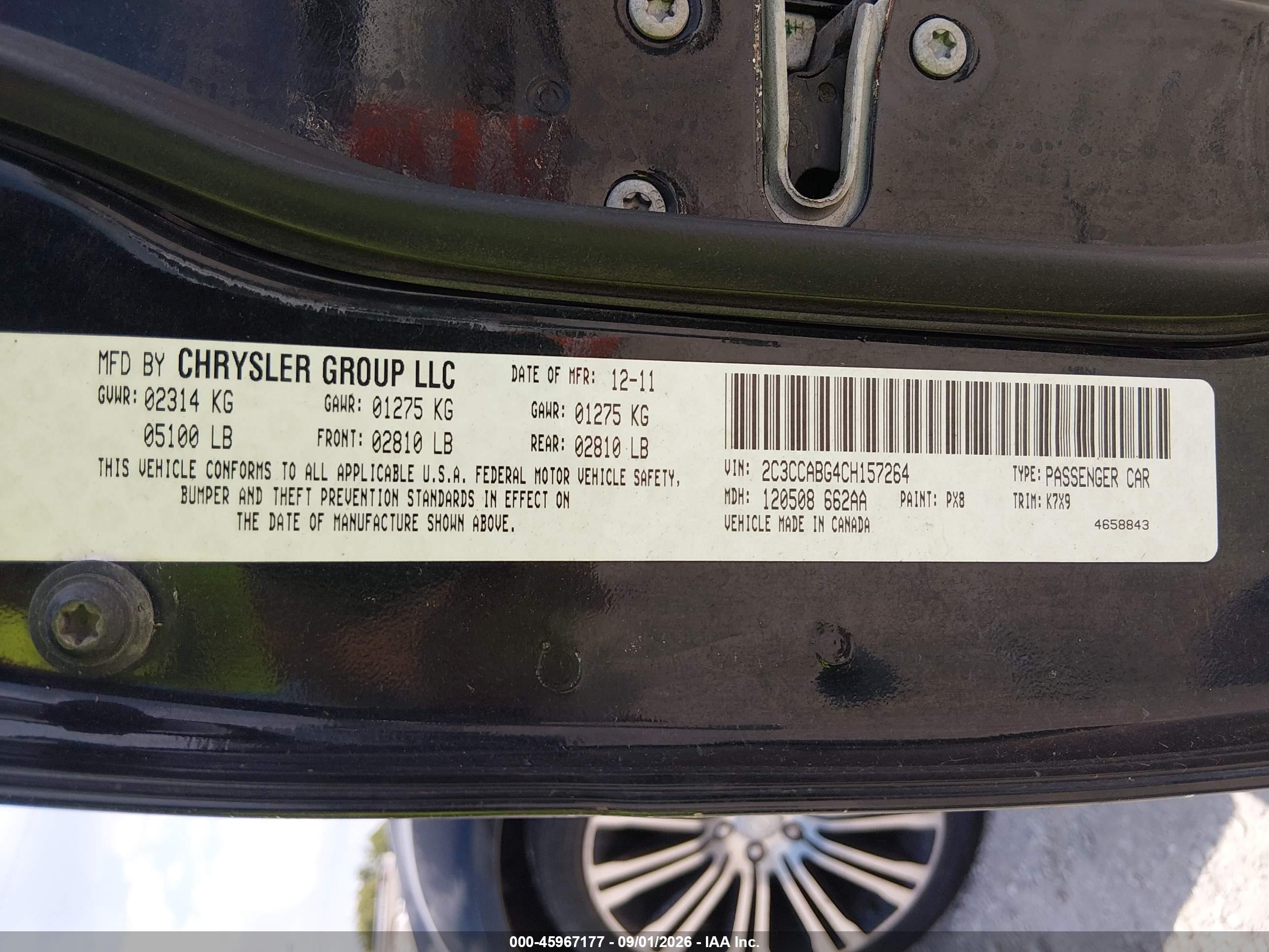 2012 Chrysler 300 S V6 Black vin: 2C3CCABG4CH157264
