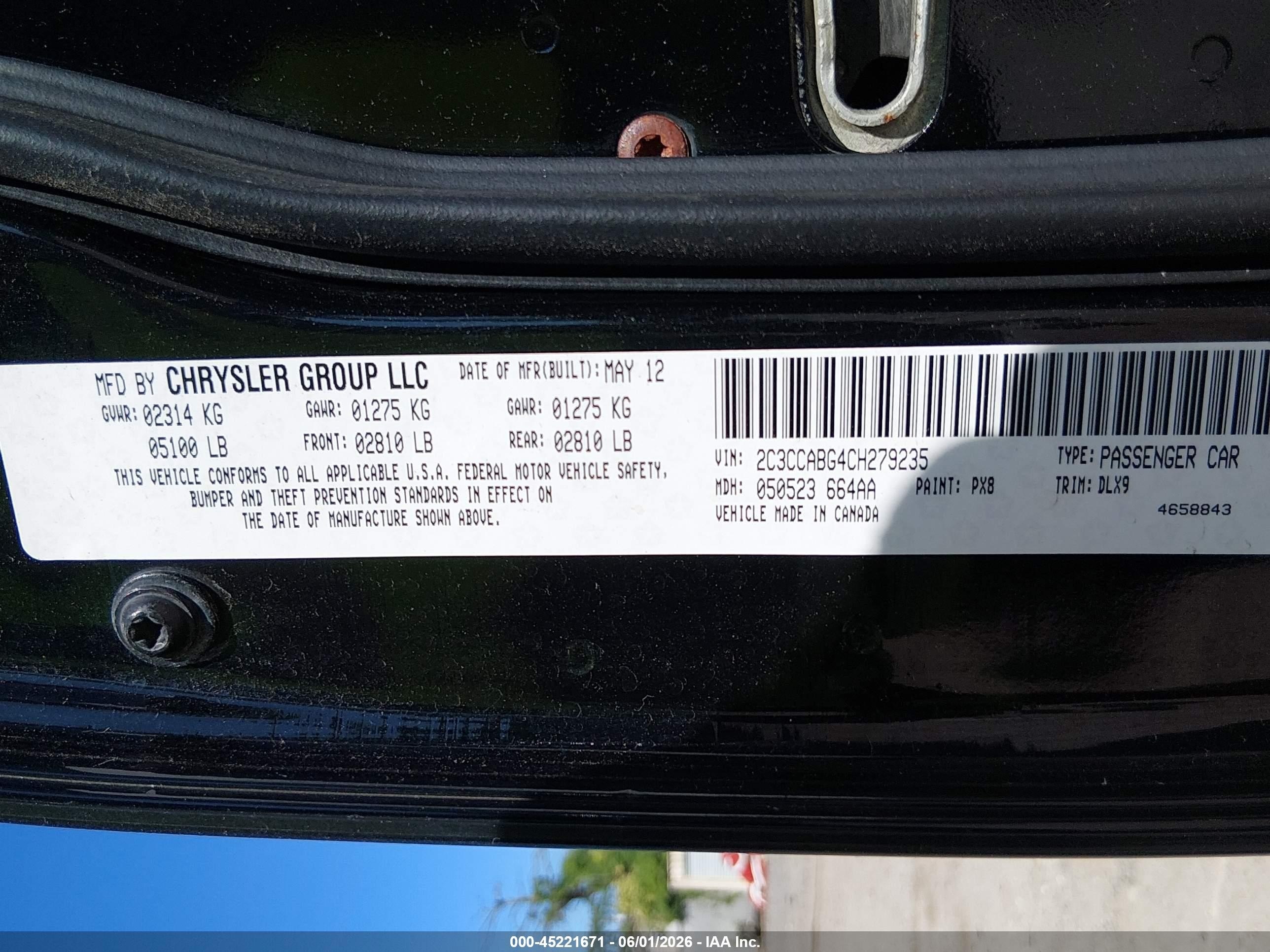 2012 Chrysler 300 S V6 Black vin: 2C3CCABG4CH279235