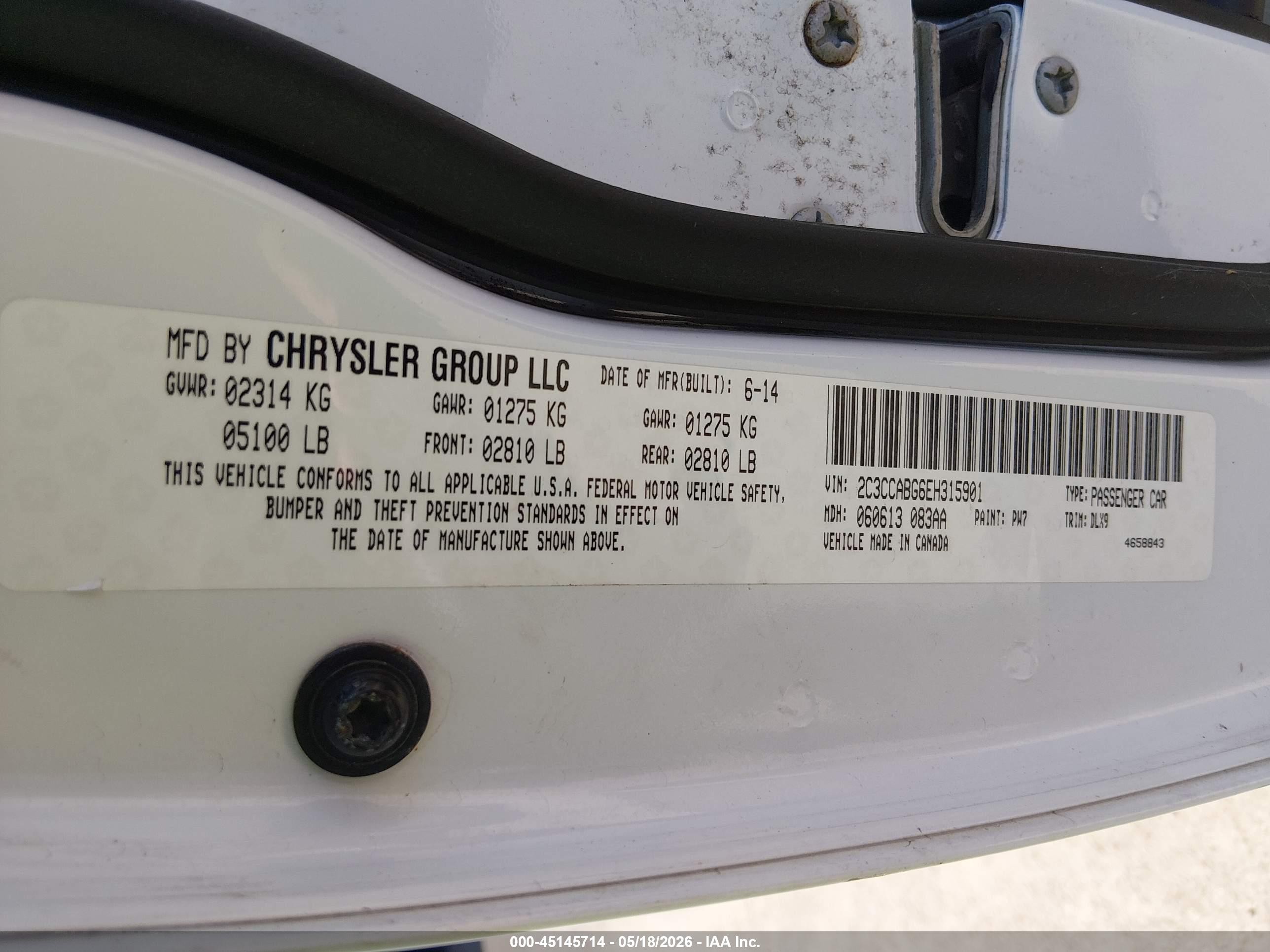 2014 Chrysler 300 300s White vin: 2C3CCABG6EH315901