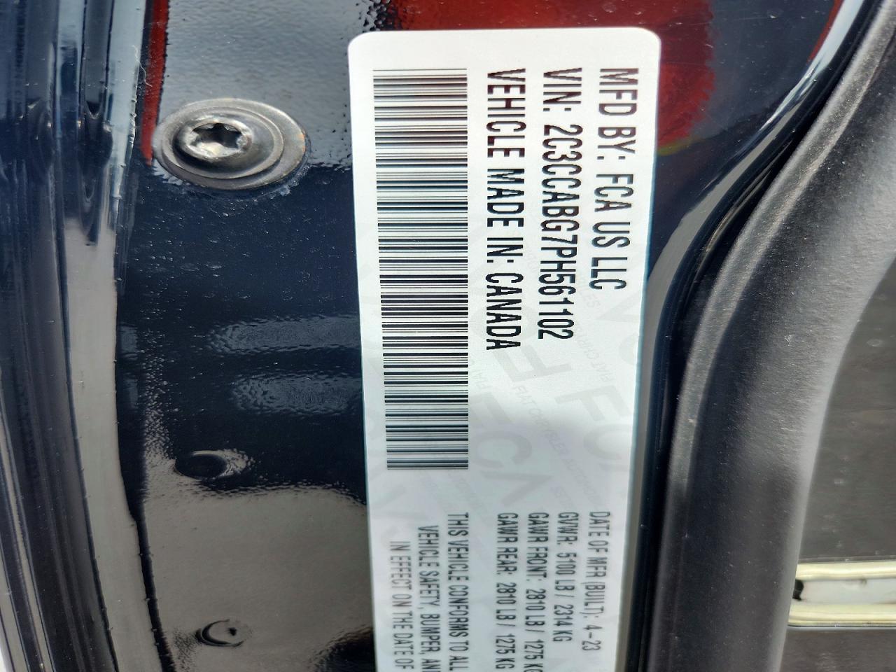 2023 Chrysler 300 S Black vin: 2C3CCABG7PH561102