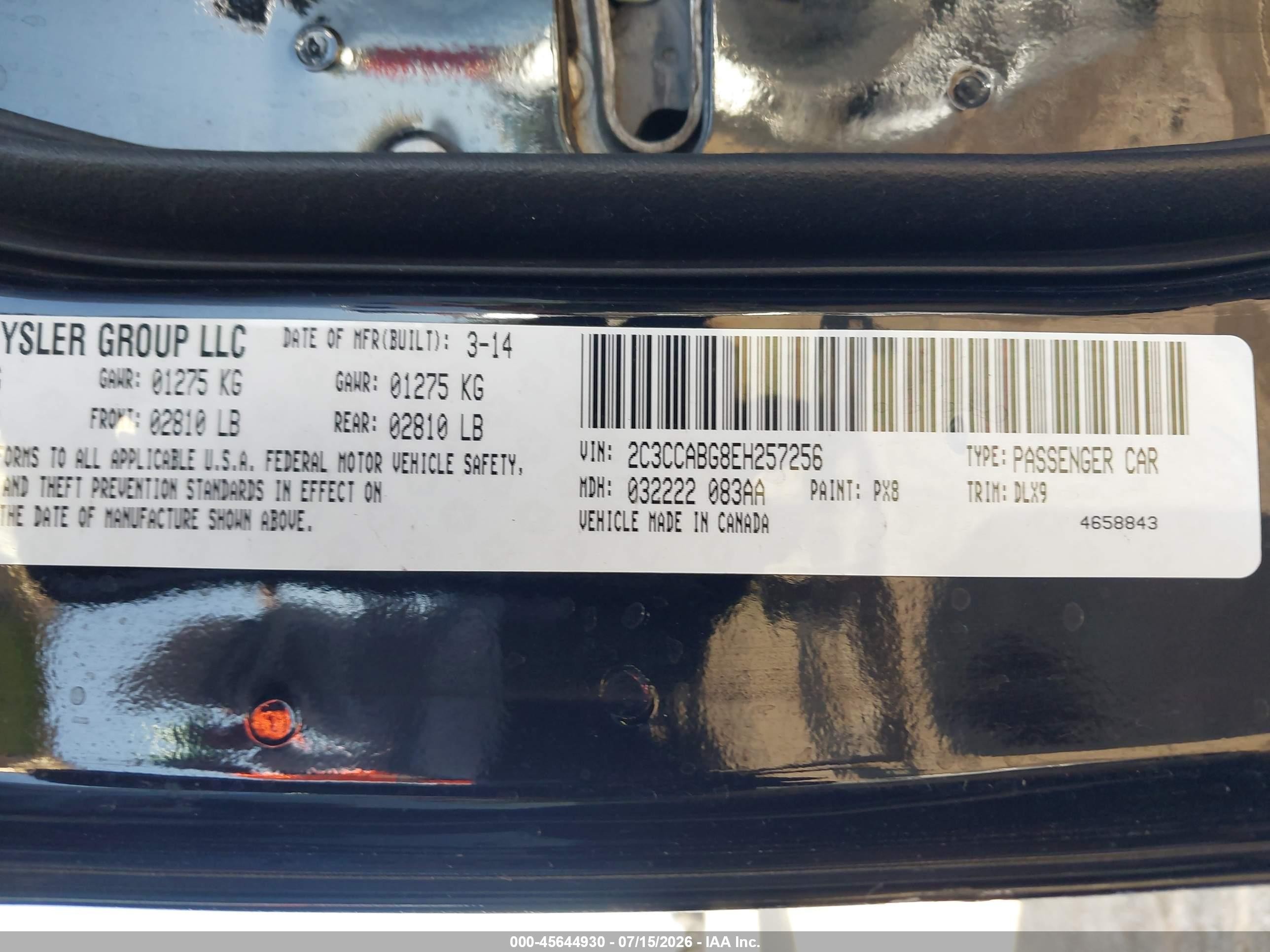 2014 Chrysler 300 300s Черный vin: 2C3CCABG8EH257256