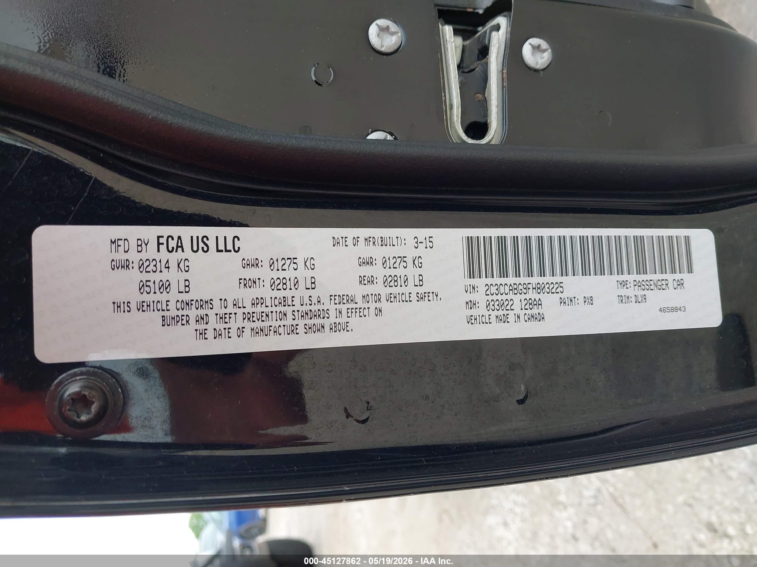 2015 Chrysler 300 300s Black vin: 2C3CCABG9FH803225