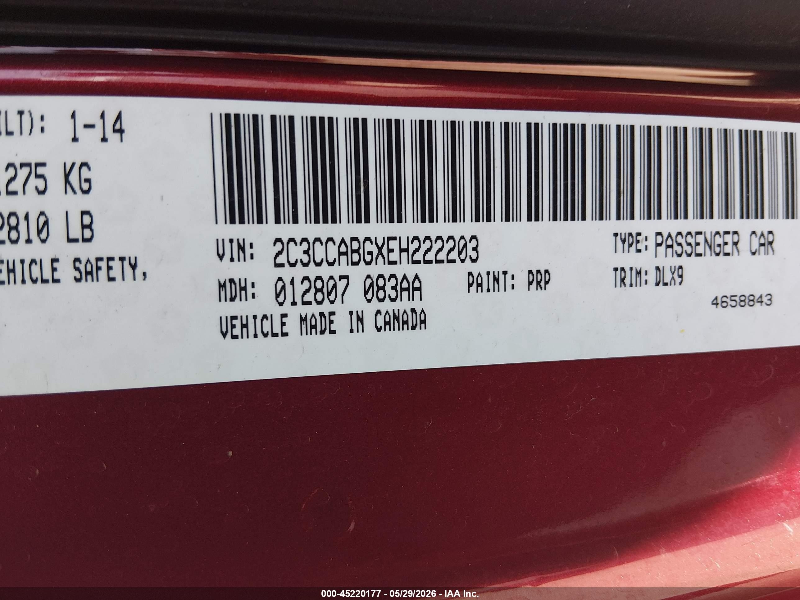 2014 Chrysler 300   Red vin: 2C3CCABGXEH222203