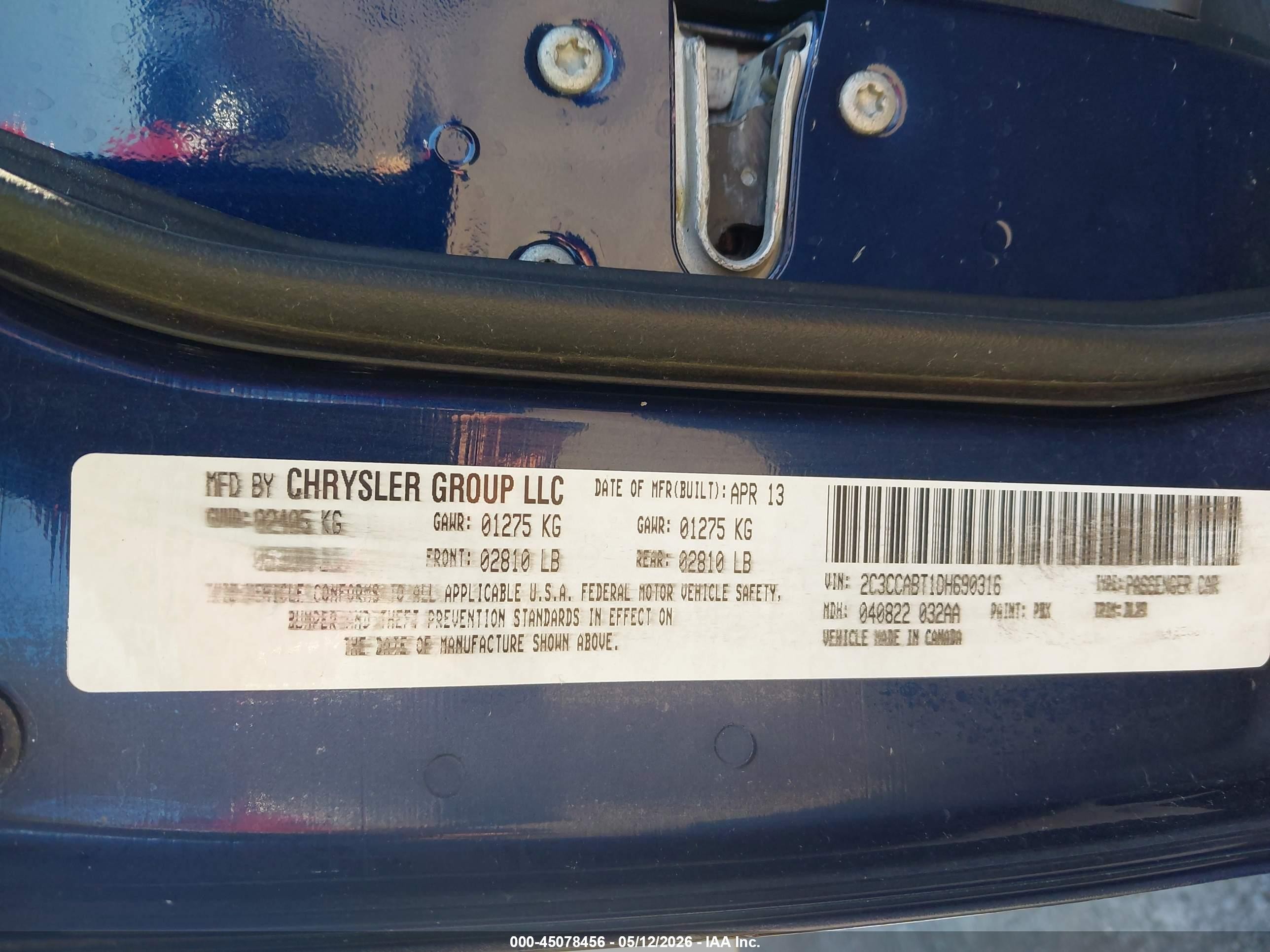 2013 Chrysler 300 300s Синий vin: 2C3CCABT1DH690316