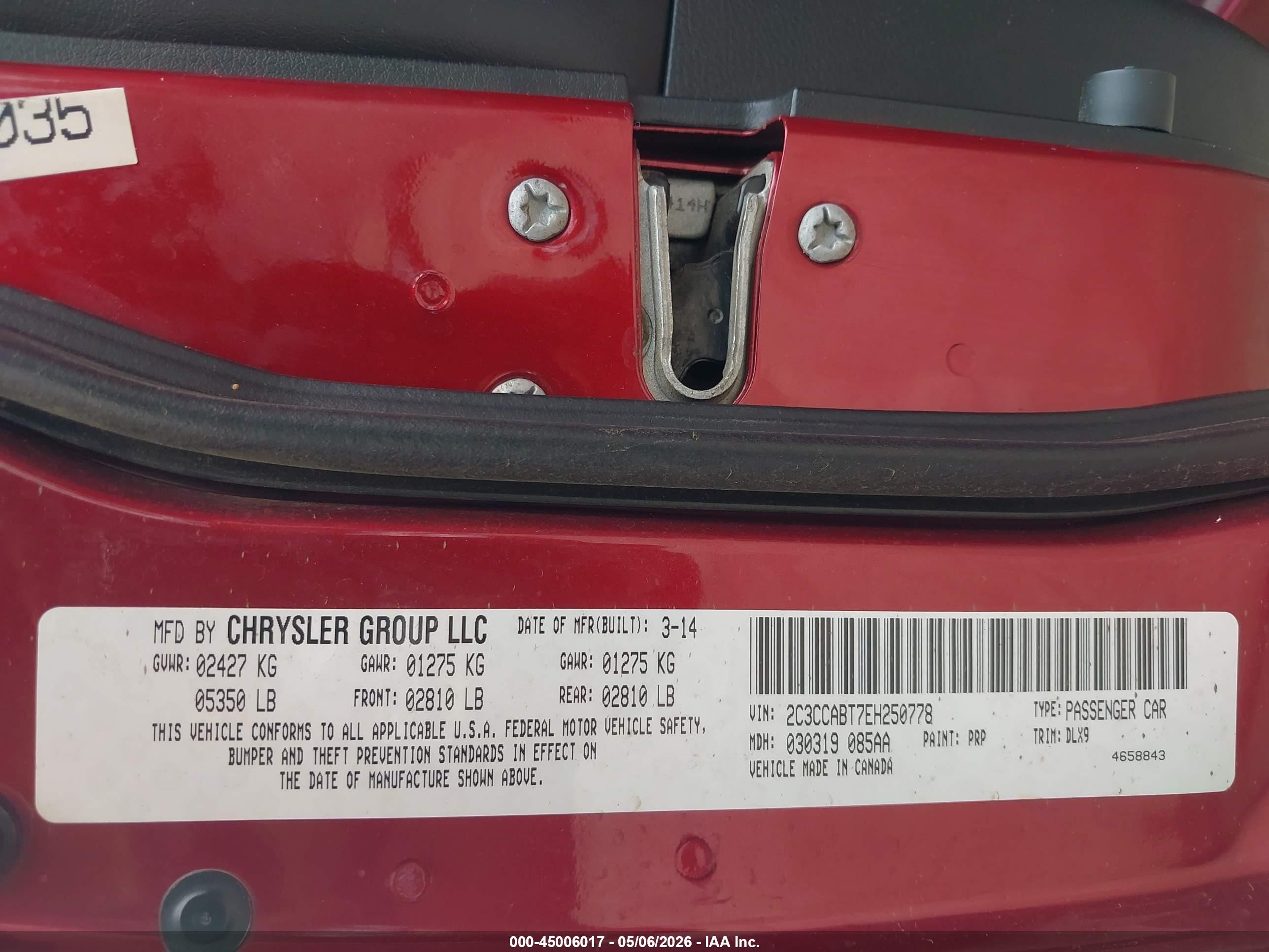 2014 Chrysler 300 300s Бордовый vin: 2C3CCABT7EH250778