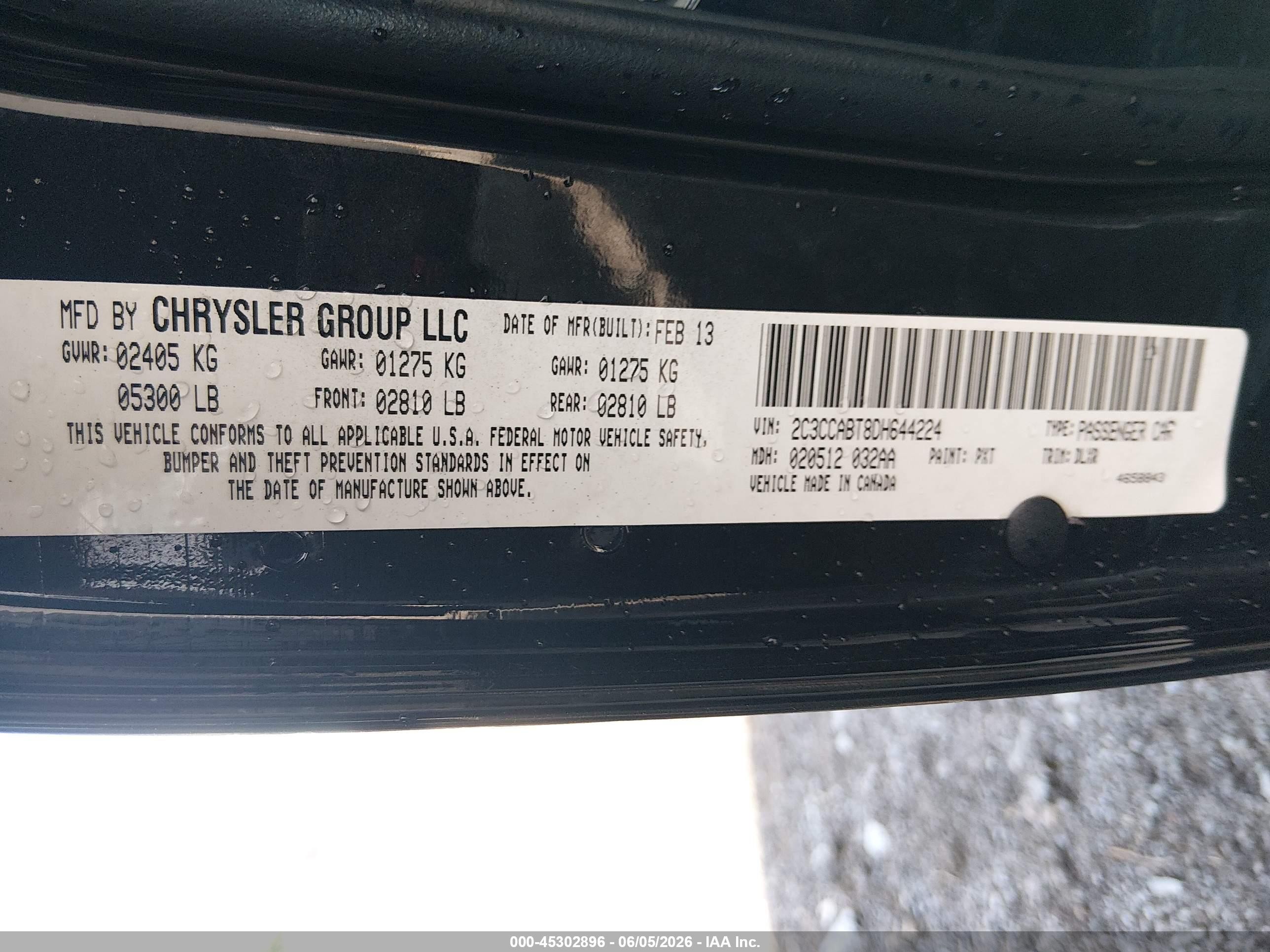 2013 Chrysler 300 300s Black vin: 2C3CCABT8DH644224