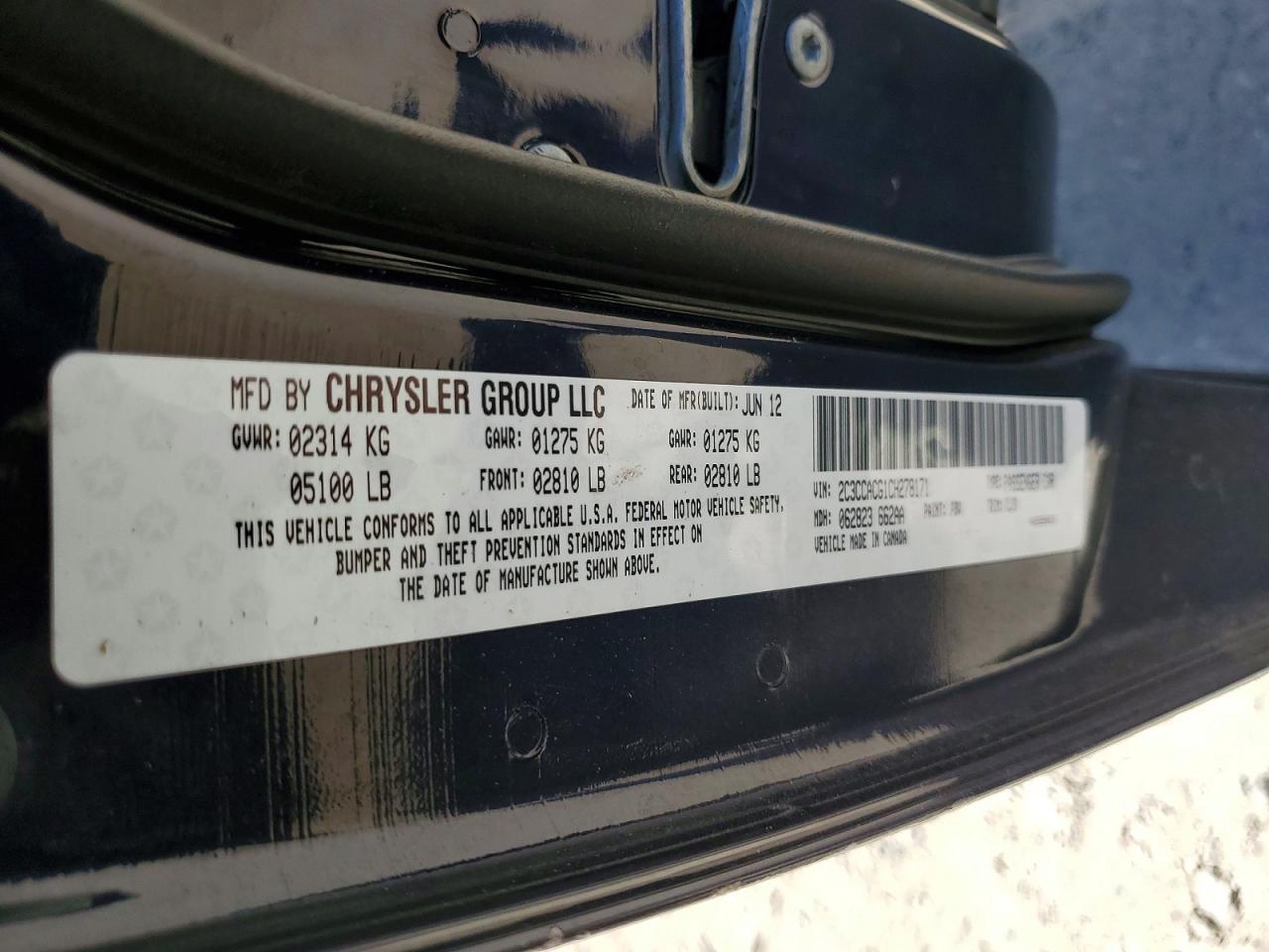 2012 Chrysler 300 Limited Blue vin: 2C3CCACG1CH278171