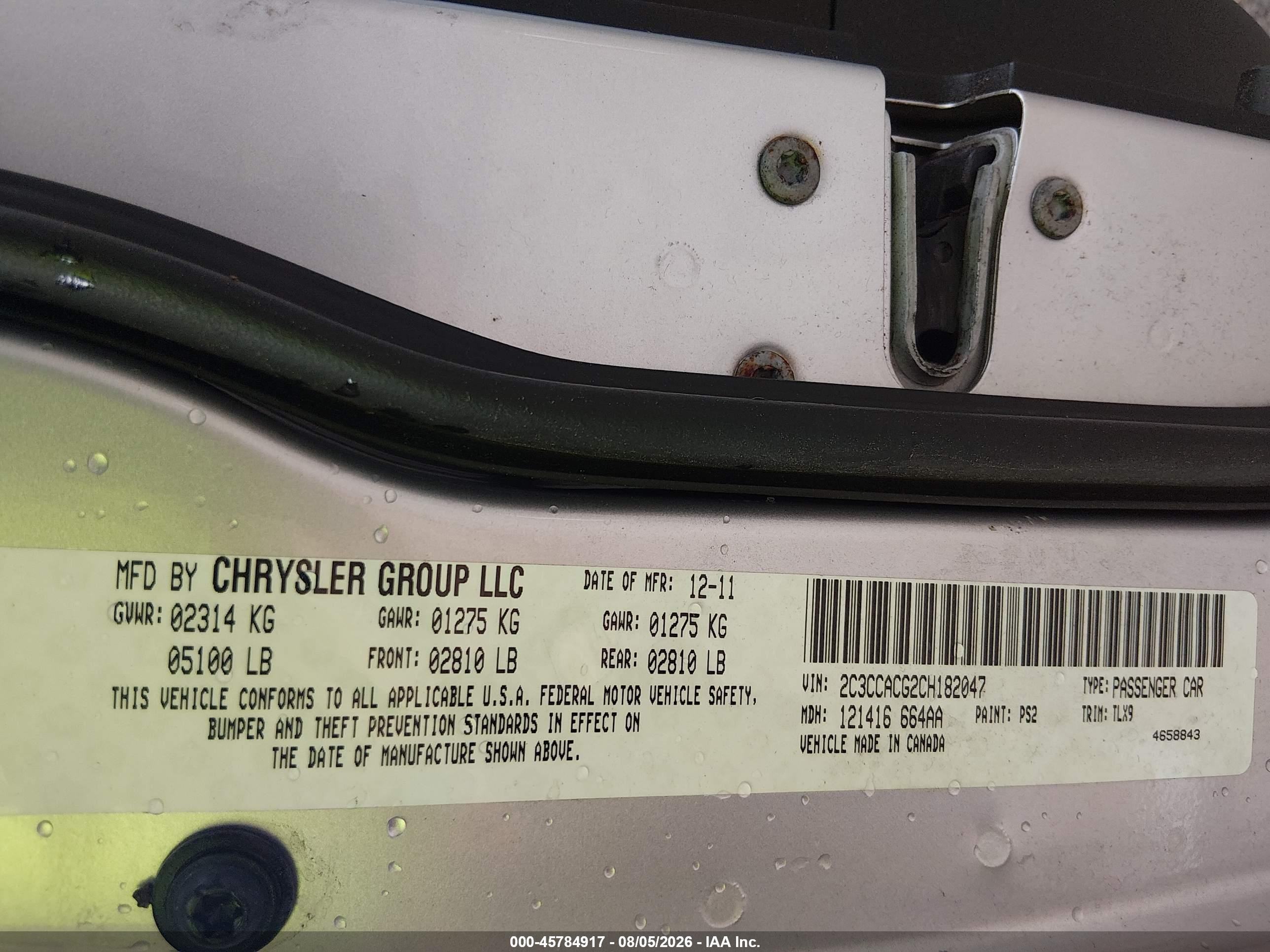 2012 Chrysler 300 Limited Silver vin: 2C3CCACG2CH182047