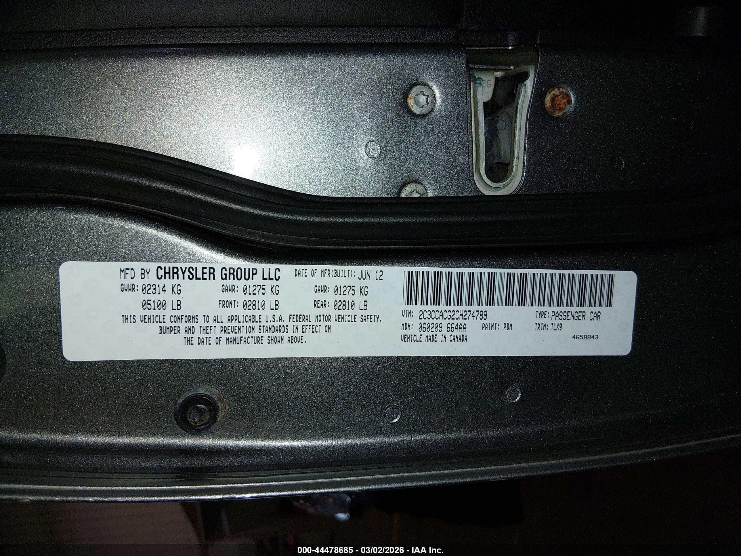 2012 Chrysler 300 Limited Gray vin: 2C3CCACG2CH274789