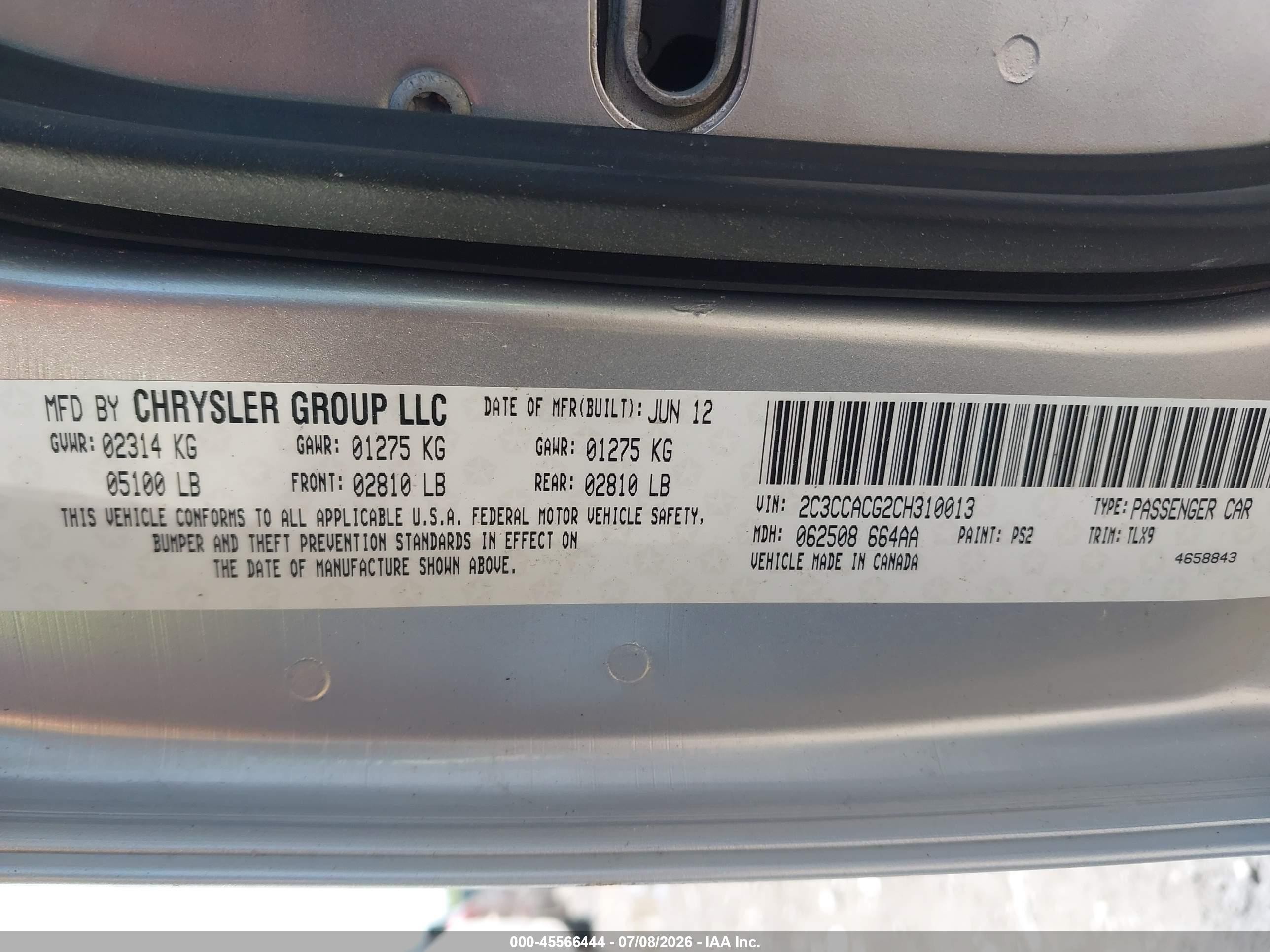 2012 Chrysler 300 Limited Silver vin: 2C3CCACG2CH310013
