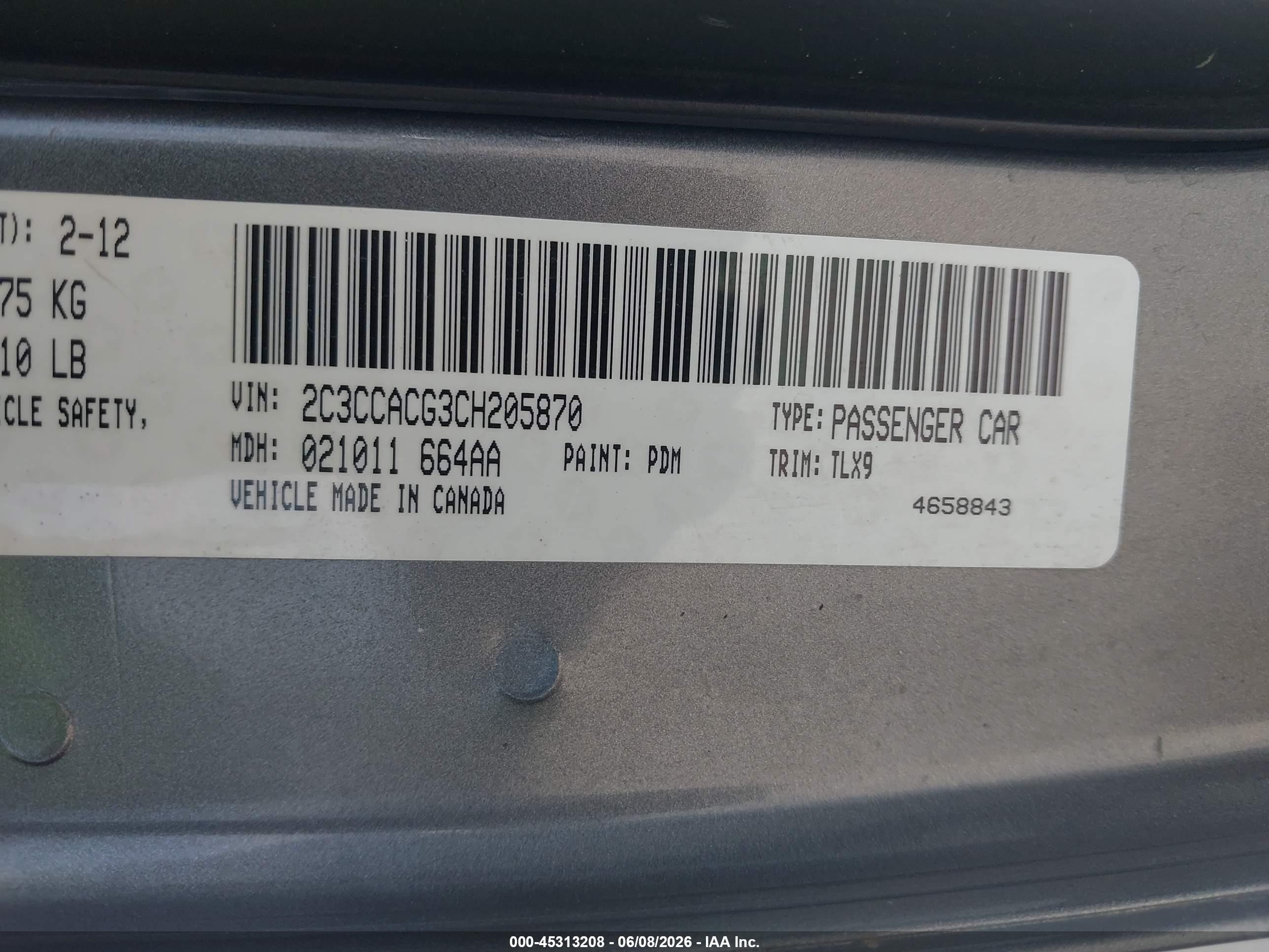 2012 Chrysler 300 Limited Gray vin: 2C3CCACG3CH205870