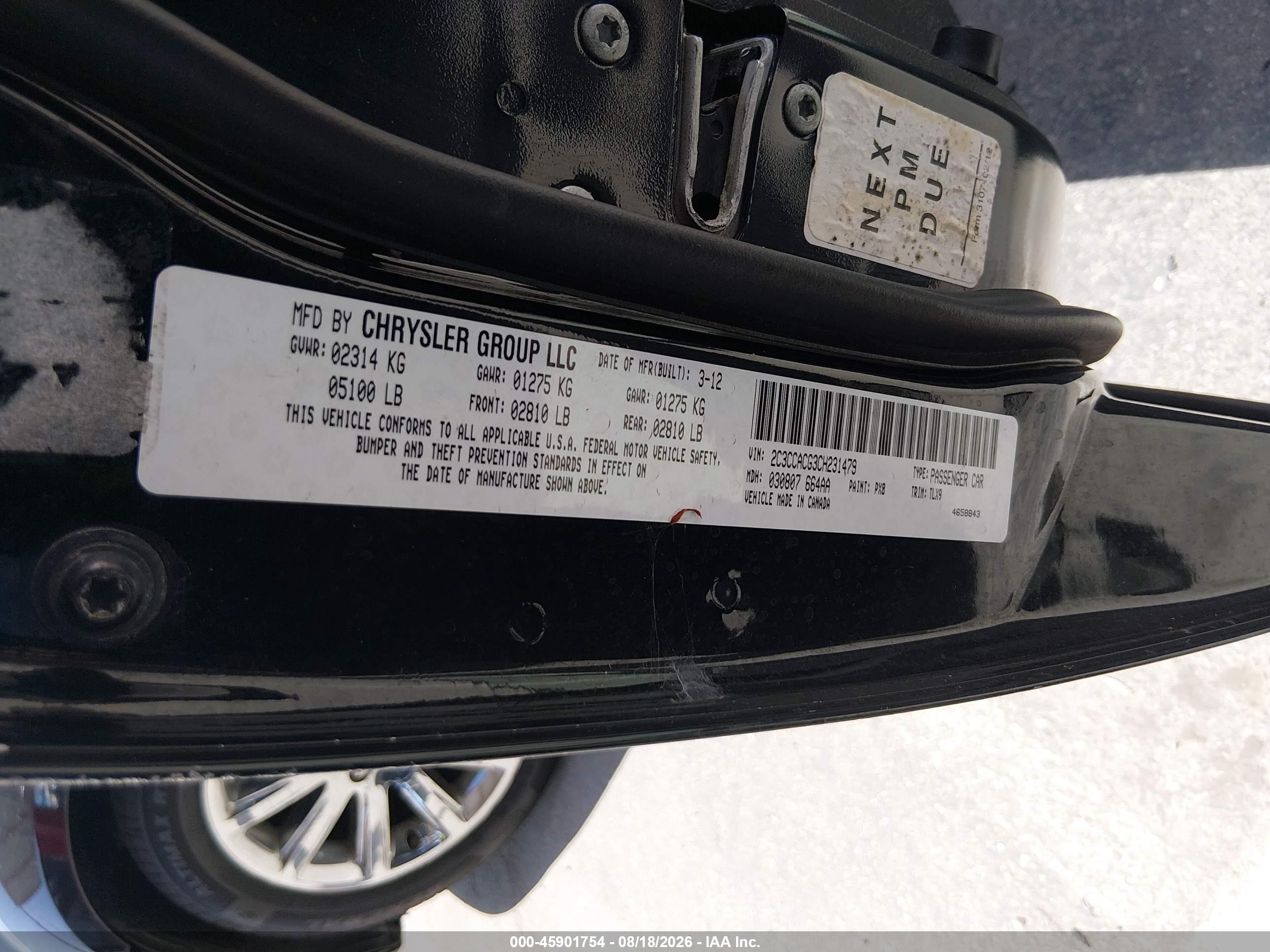2012 Chrysler 300 Limited Black vin: 2C3CCACG3CH231479