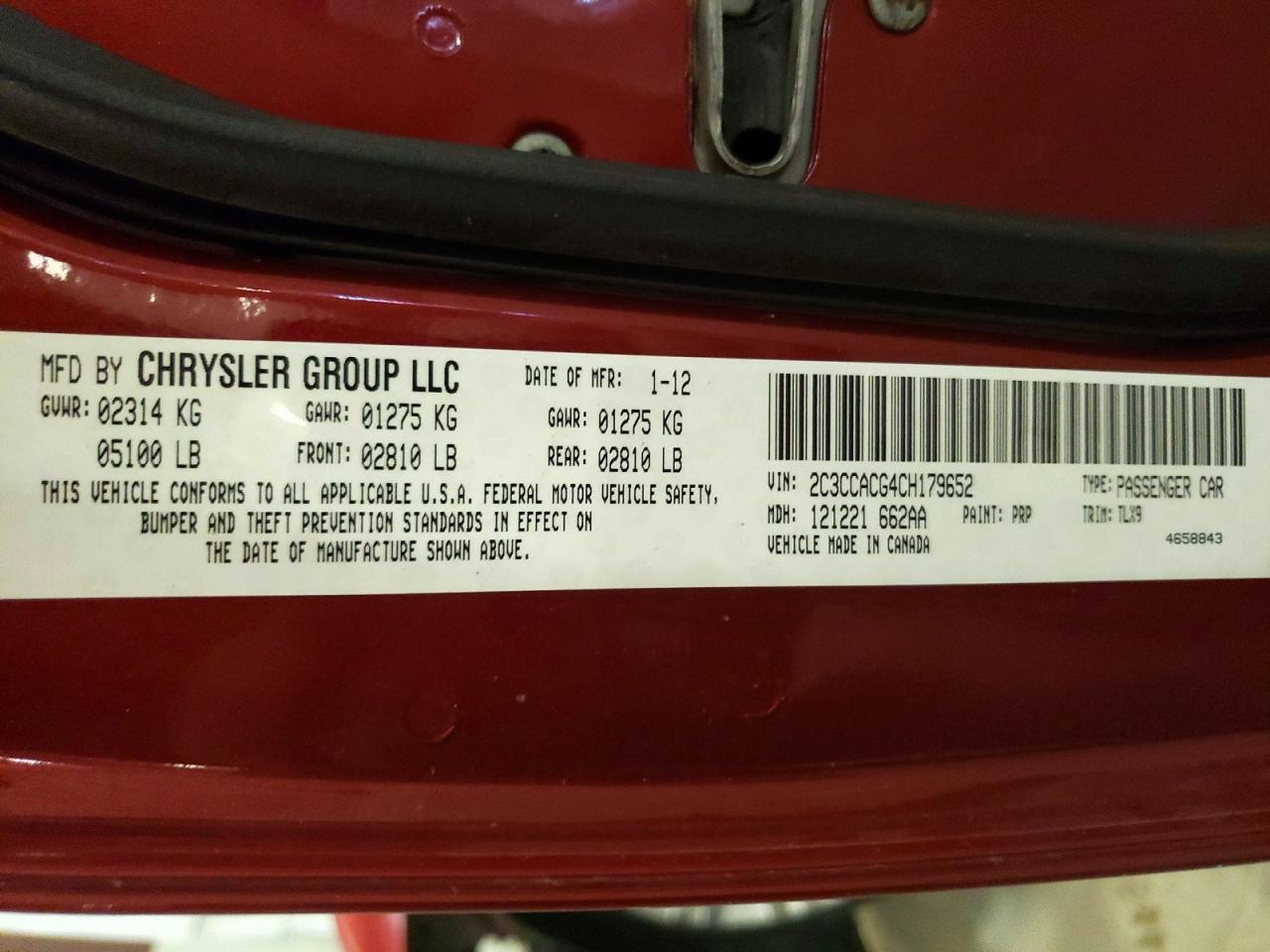 2012 Chrysler 300 Limited Темно-бордовый vin: 2C3CCACG4CH179652