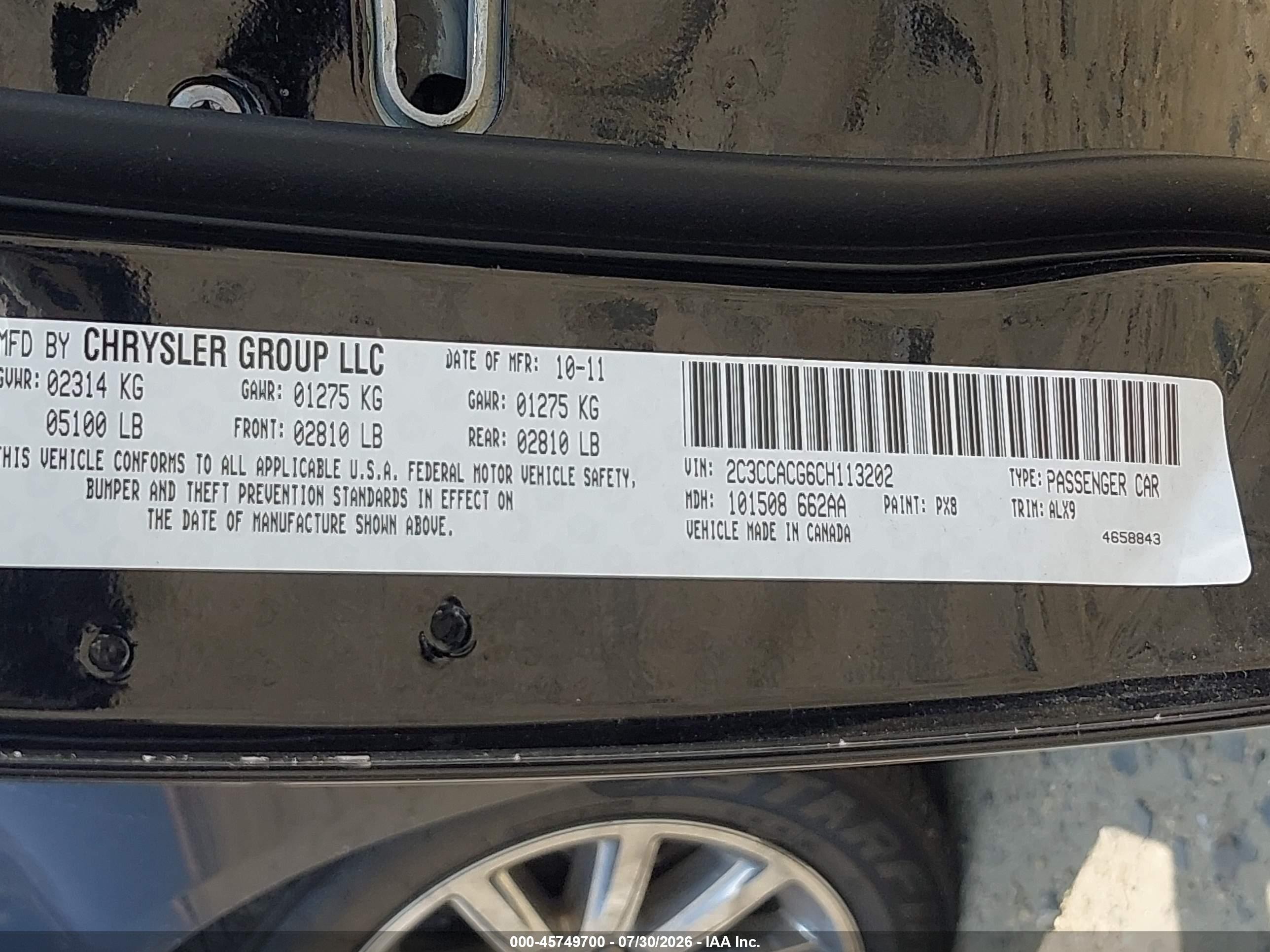 2012 Chrysler 300 Limited Black vin: 2C3CCACG6CH113202