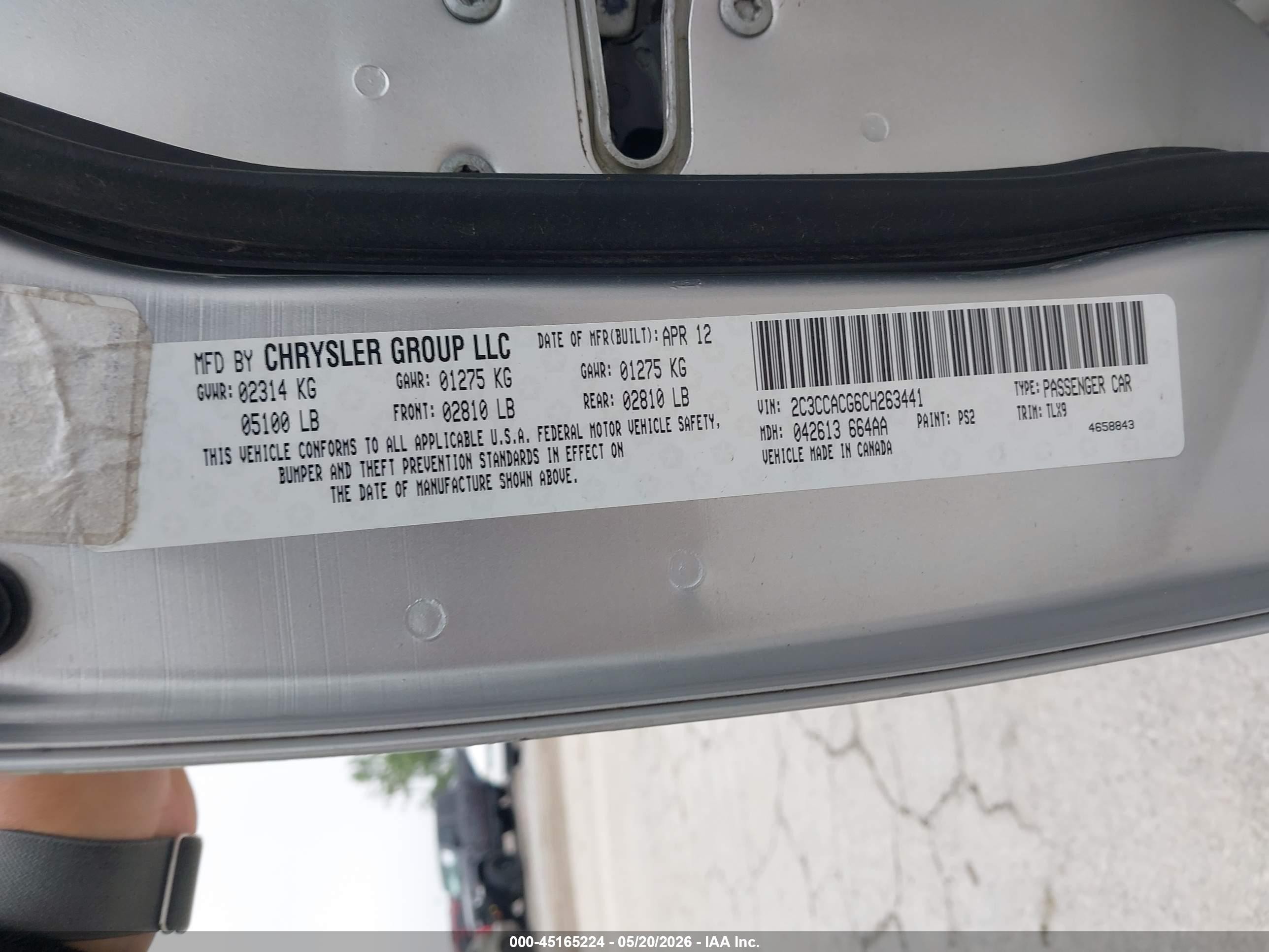 2012 Chrysler 300 Limited Silver vin: 2C3CCACG6CH263441