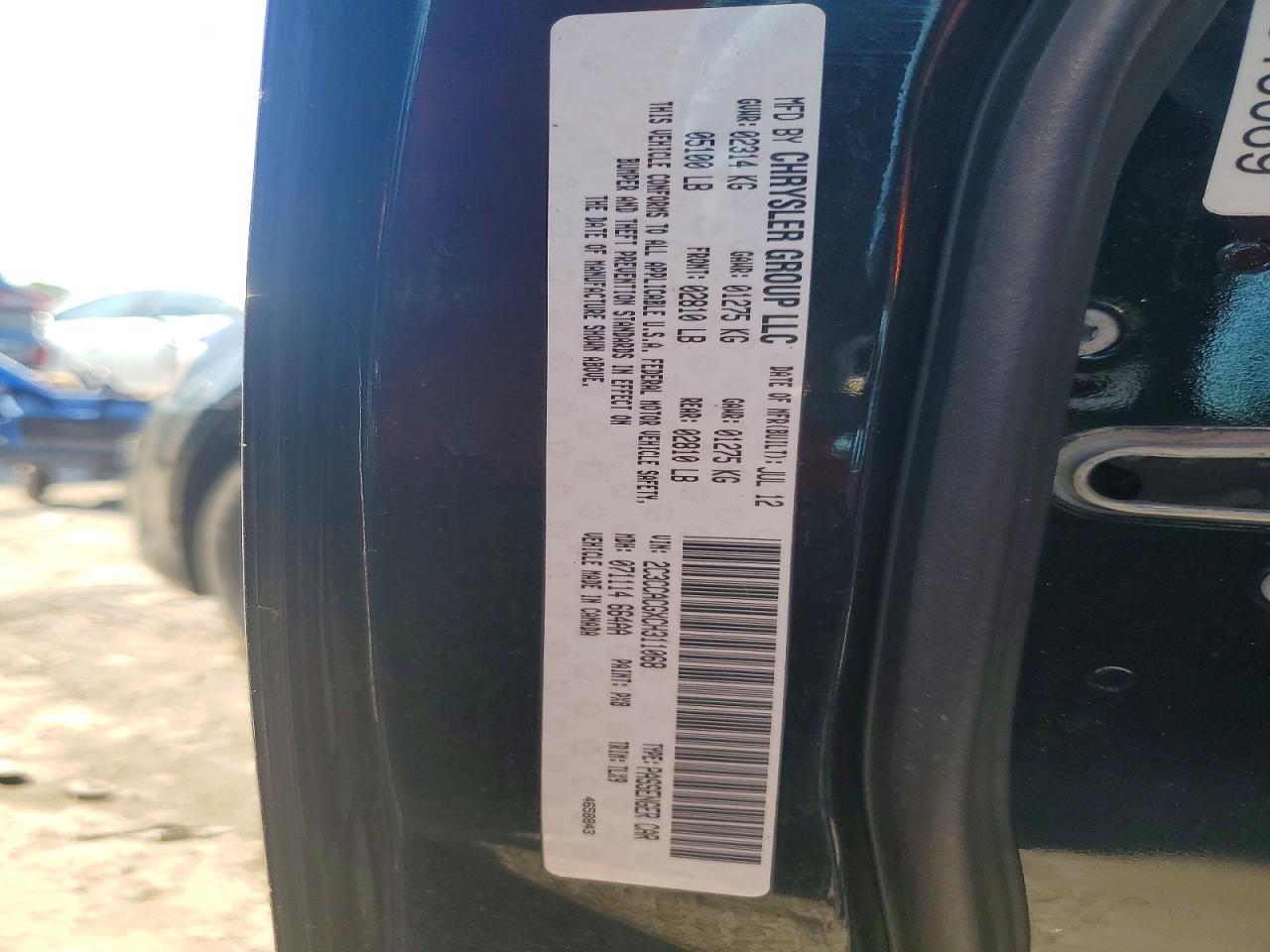 2012 Chrysler 300 Limited Black vin: 2C3CCACGXCH311068