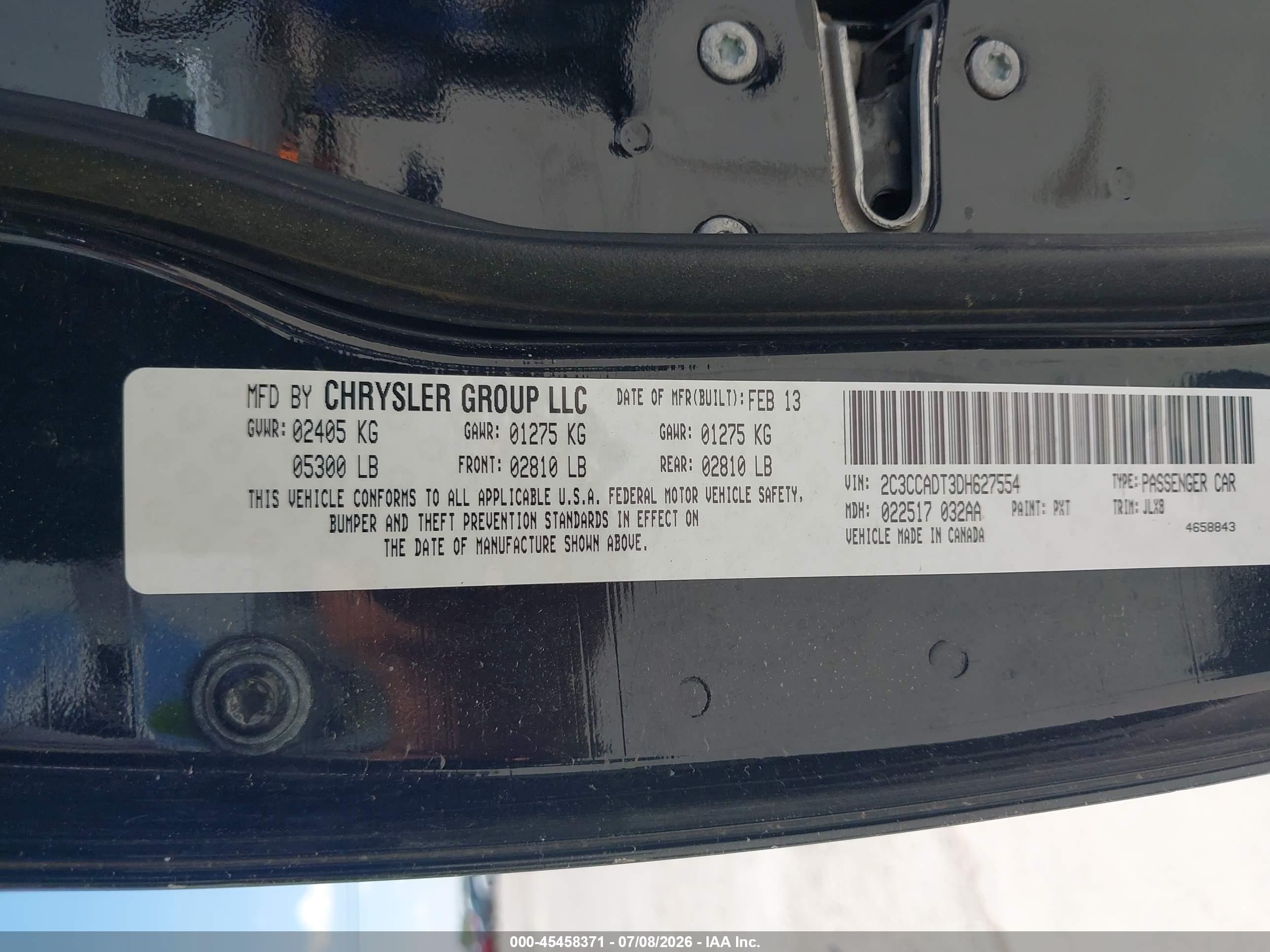 2013 Chrysler 300c John Varvatos Luxury Edition Черный vin: 2C3CCADT3DH627554