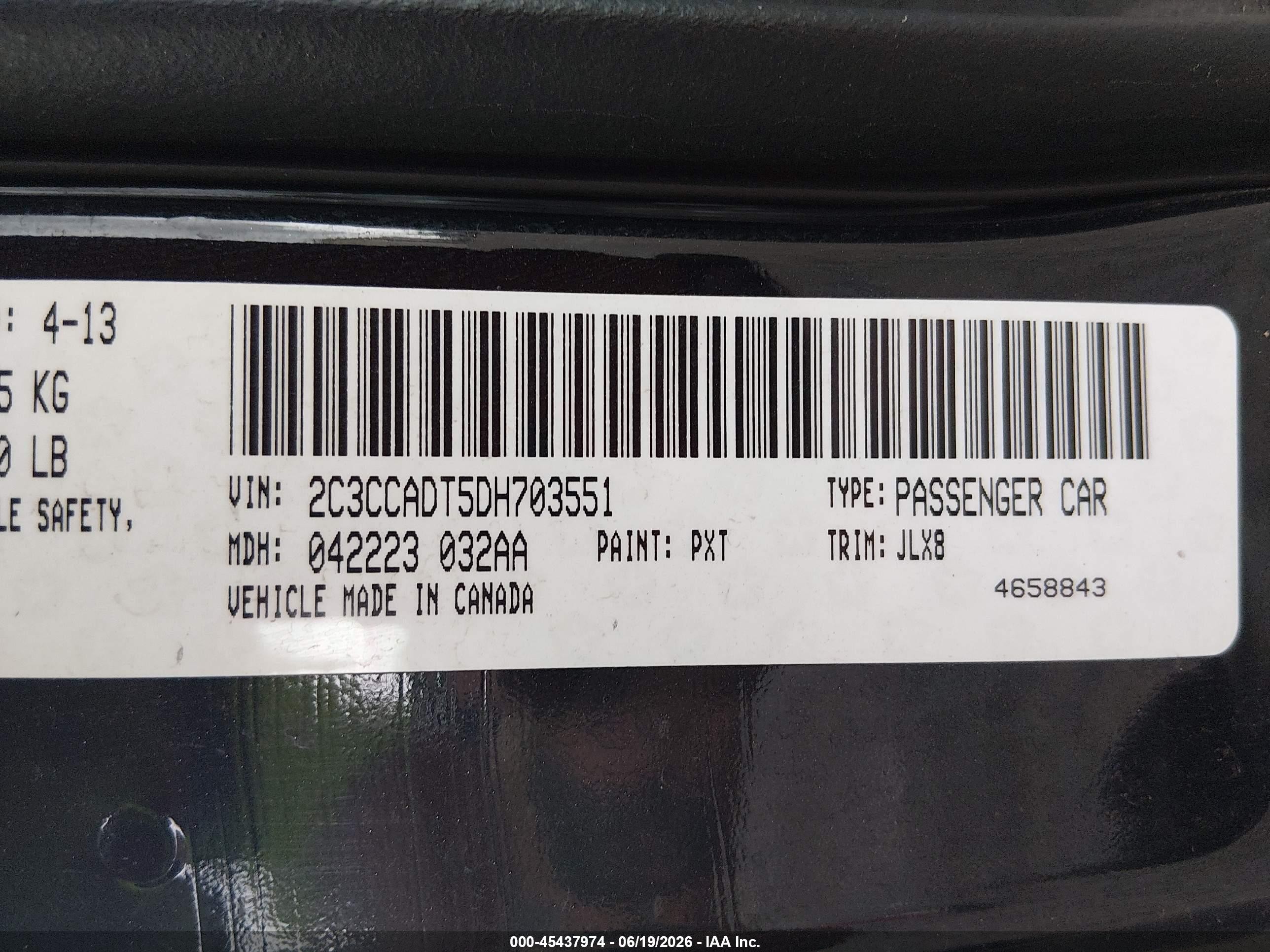 2013 Chrysler 300c John Varvatos Luxury Edition Black vin: 2C3CCADT5DH703551