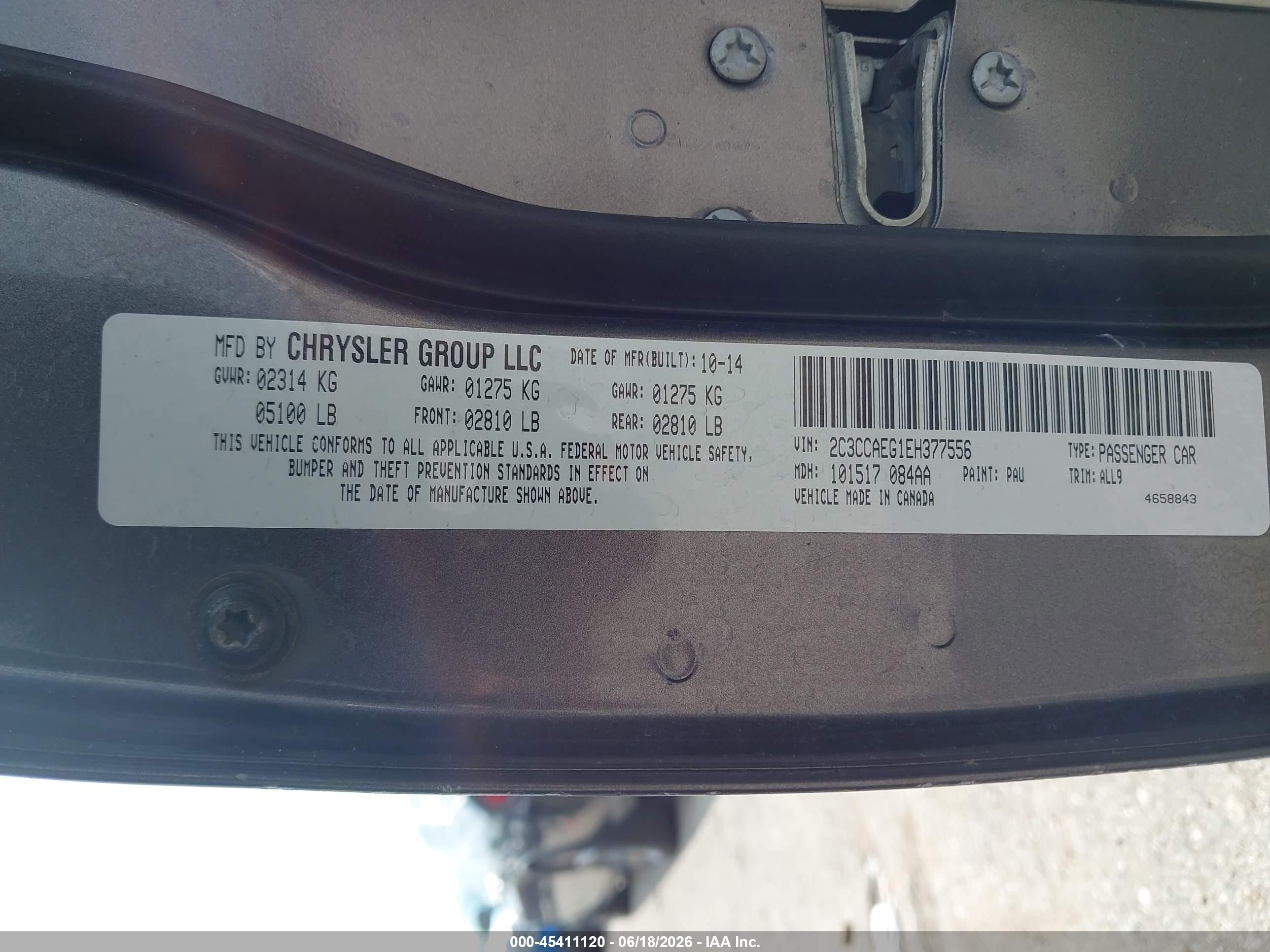 2014 Chrysler 300c   Gray vin: 2C3CCAEG1EH377556
